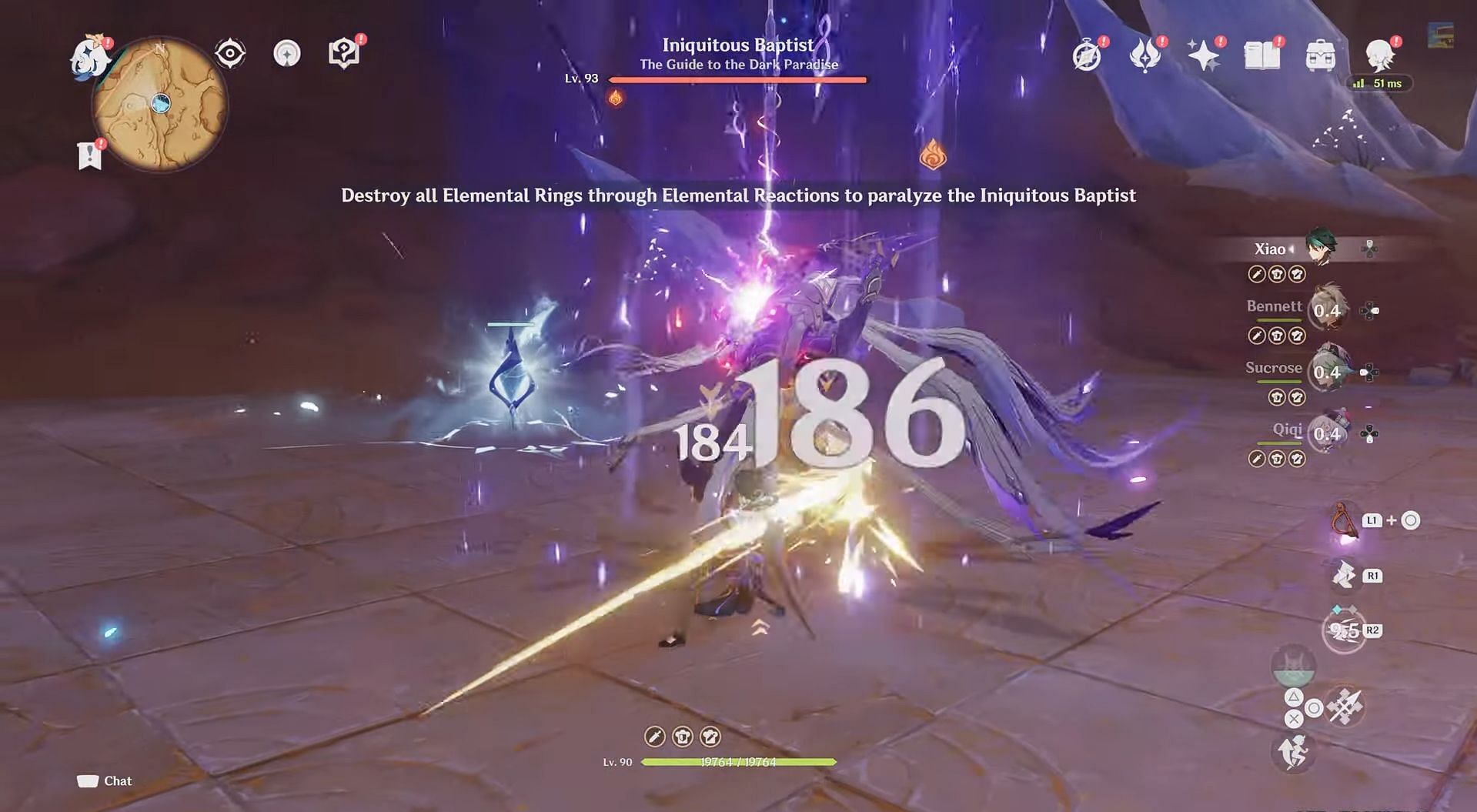 Elemental rings spawning amidst the boss fight (Image via Genshin Impact)
