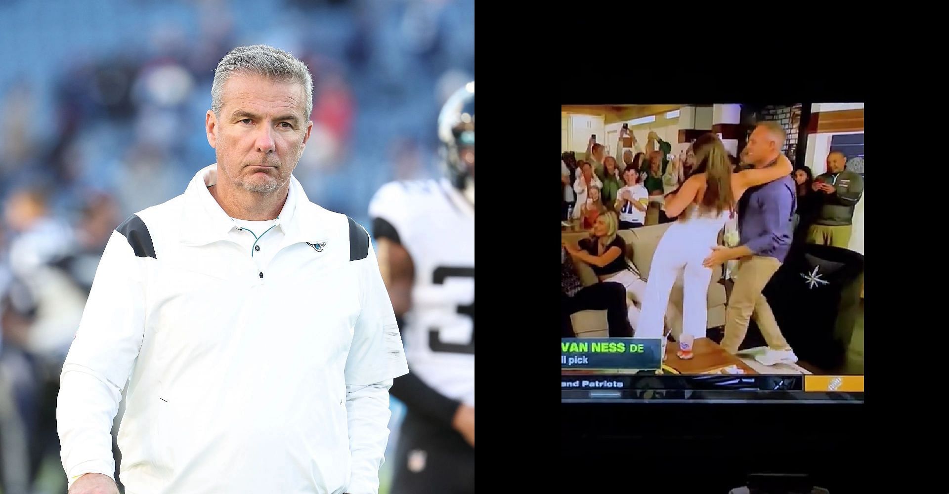 Urban Meyer (L) and Lukas Van Ness