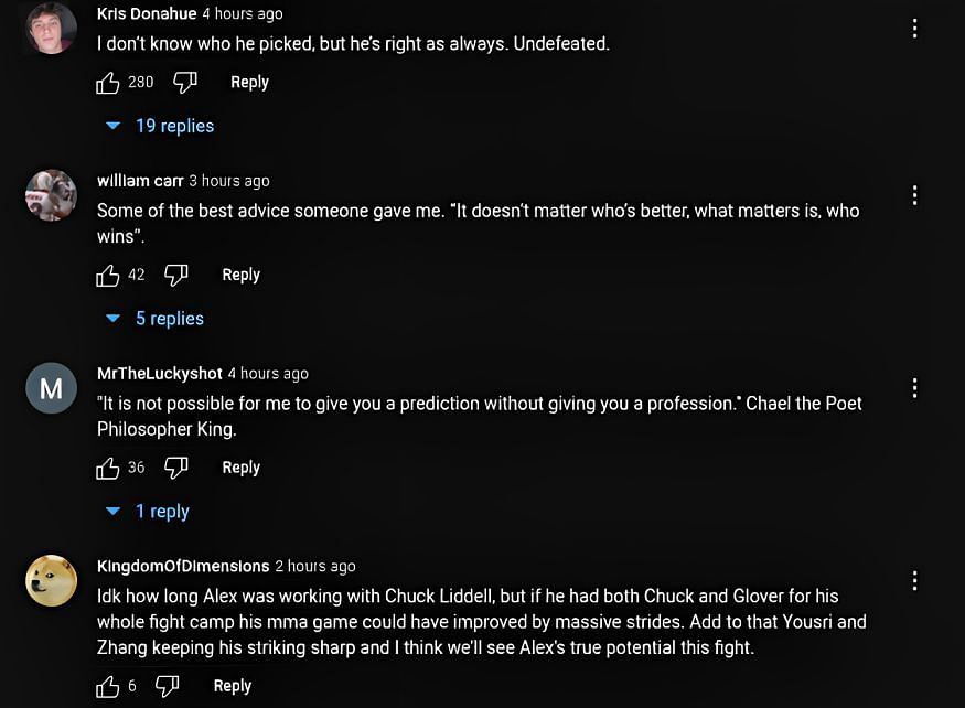 Comments on Chael Sonnen's YouTube video