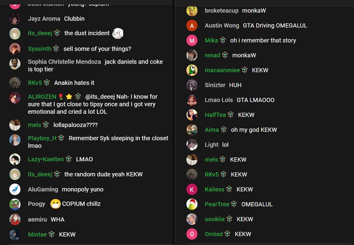 Fans in YouTube Live chat reacting to the streamers&#039; conversation (Image via Sykkuno/YouTube)