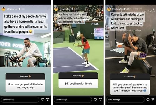 Kyrgios' Instagram stories