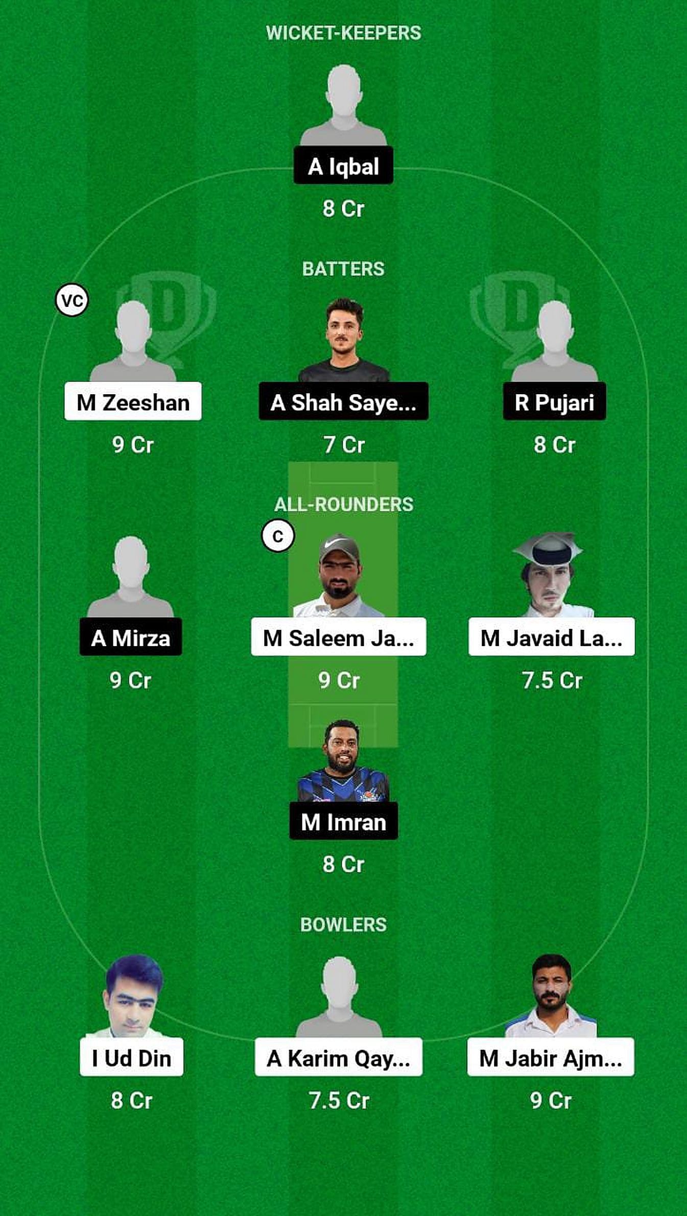 Shah X1 vs Warriors Blue - Dream11 Fantasy Suggestion Team 1 (Head-to-head League)