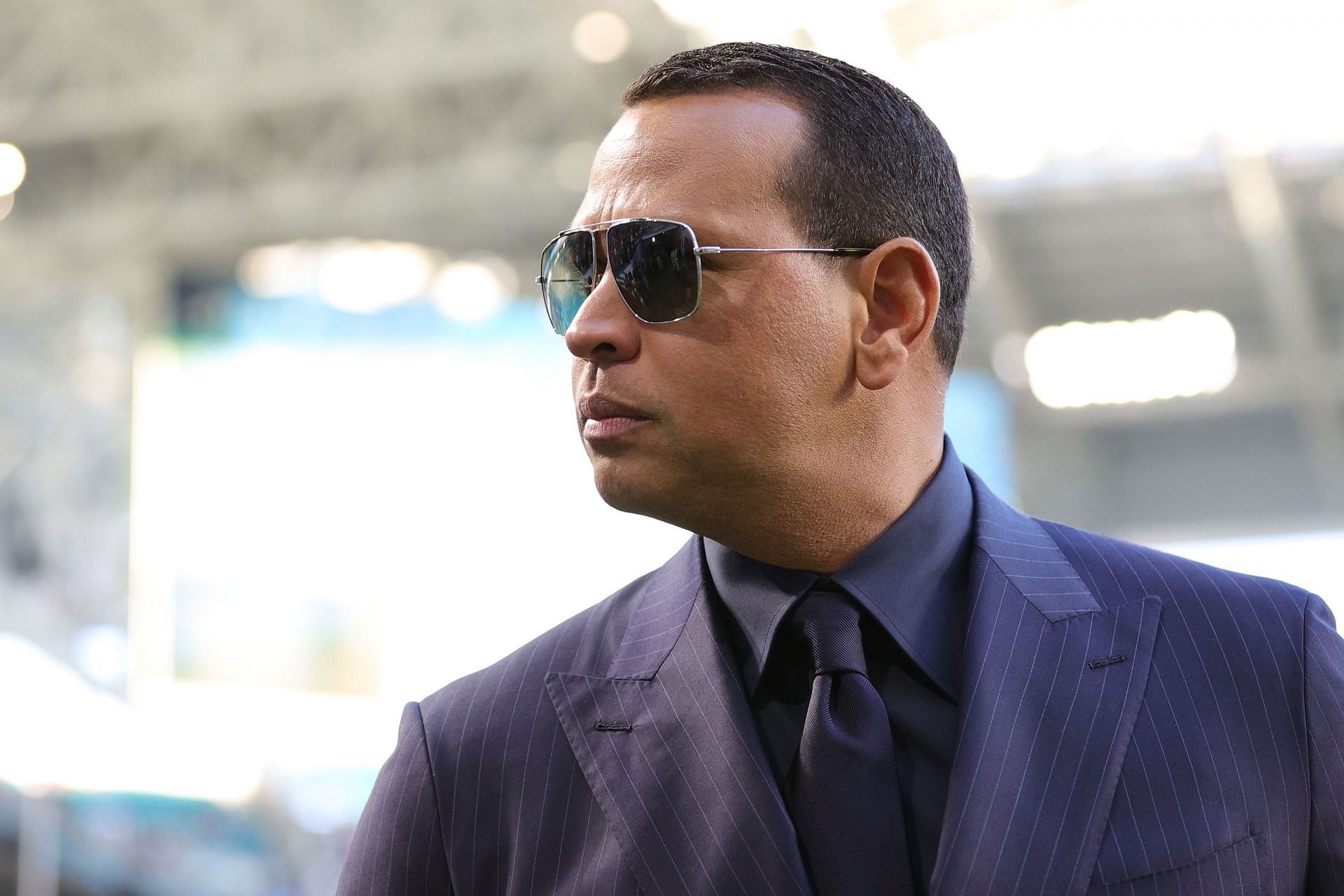 Super Bowl LIV - San Francisco 49ers v Kansas City Chiefs: MIAMI, FLORIDA - FEBRUARY 02: Former baseball player Alex Rodriguez looks on before Super Bowl LIV at Hard Rock Stadium on February 02, 2020, in Miami, Florida. (Photo by Maddie Meyer/Getty Images)