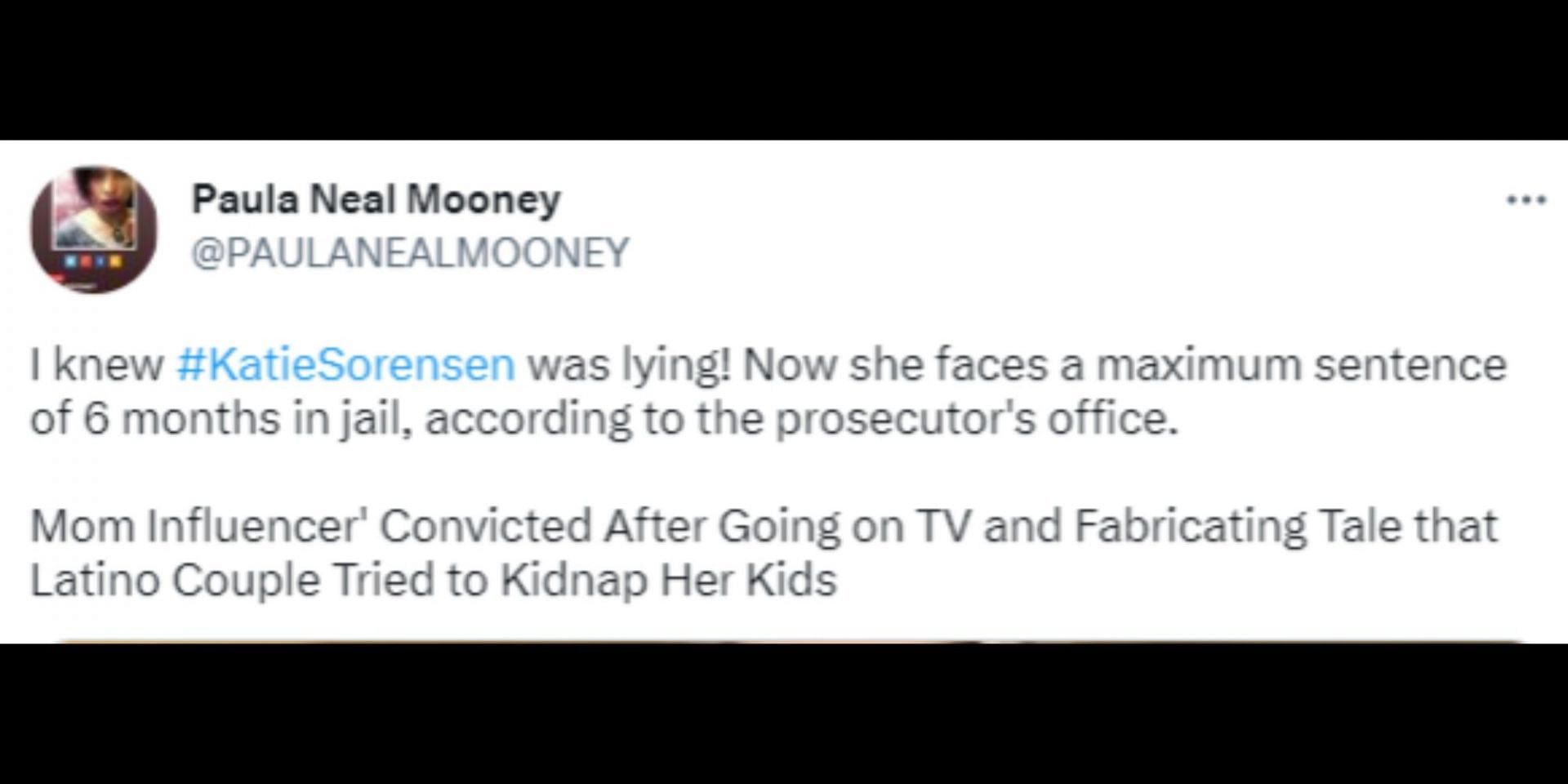 Katie Sorensen faces a maximum sentence of 6 months in jail. (Image via Twitter/@PAULANEALMOONEY)