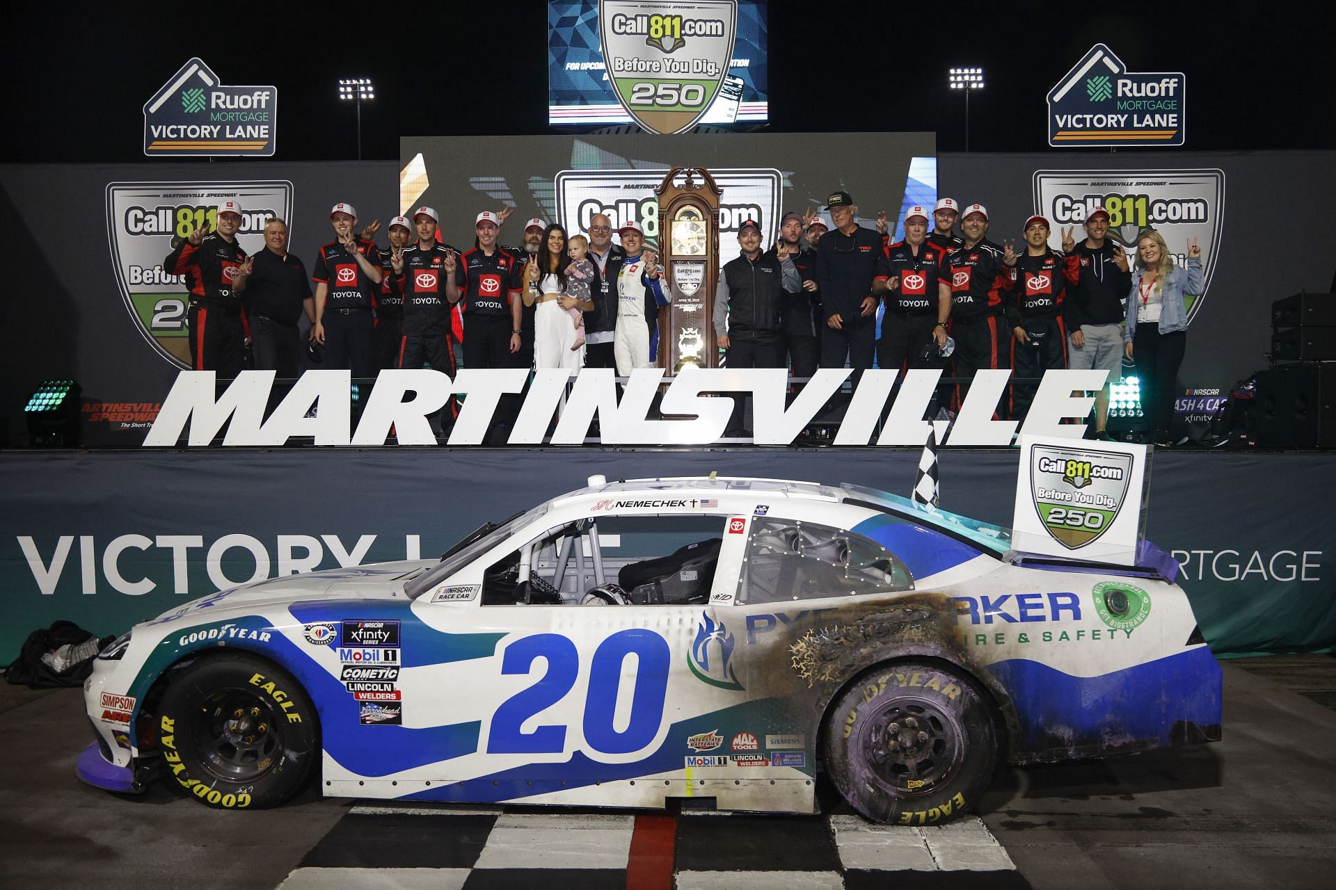 John Hunter Nemechek celebrates his win