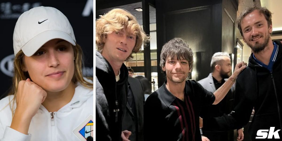 Eugenie Bouchard reacts to Andrey Rublev and Daniil Medvedev meeting Louis Tomlinson