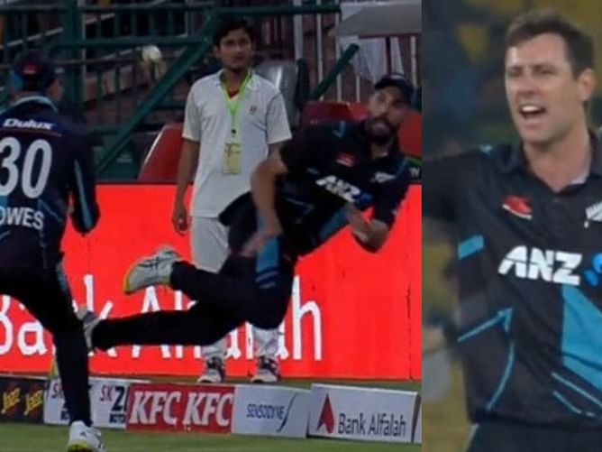 [Watch] Daryl Mitchell's brilliant efforts to complete Shaheen Afridi's catch as Matt Henry claims first T20I hat-trick vs Pakistan