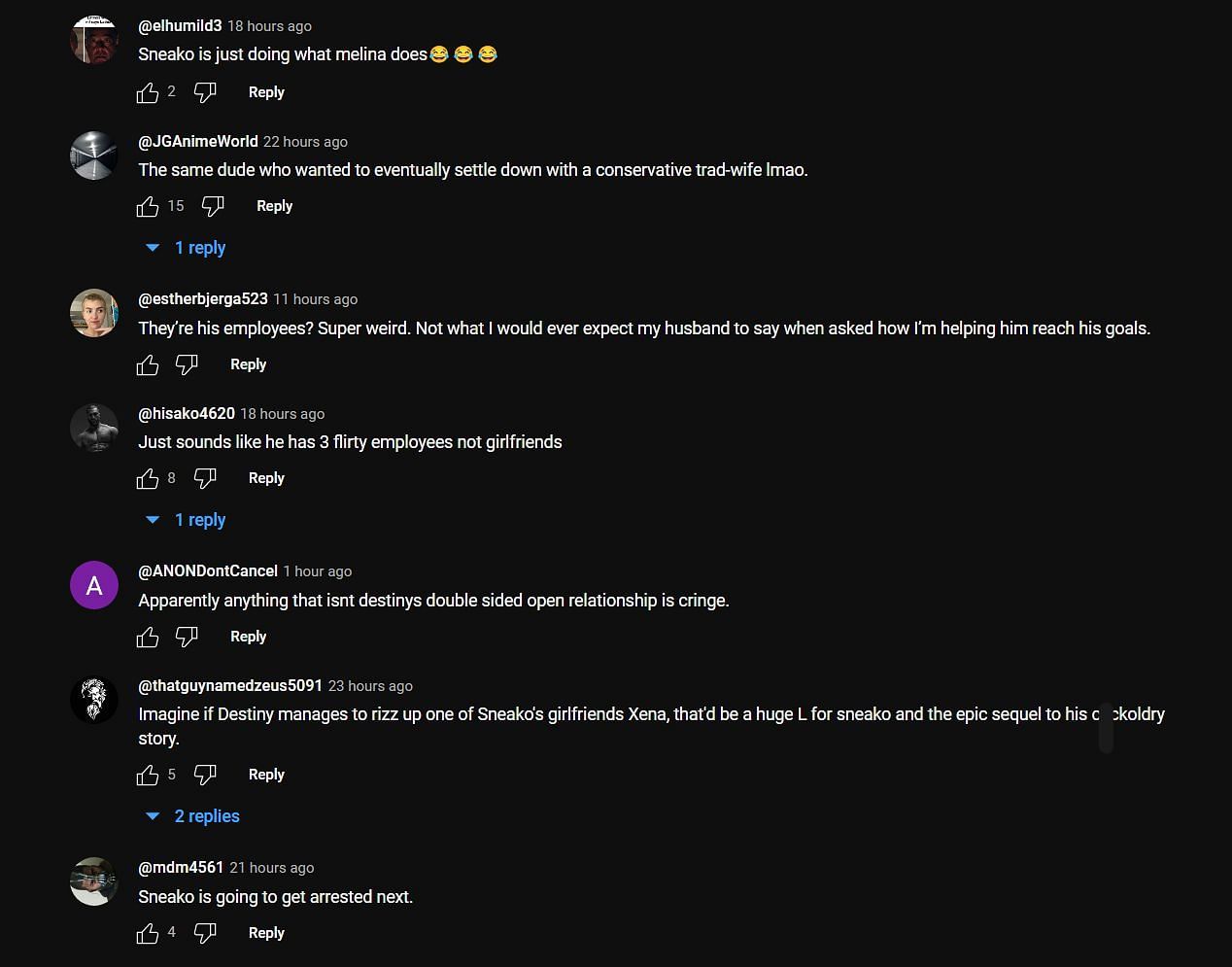 YouTube comments under the clip (Image via DGG Vault/YouTube)