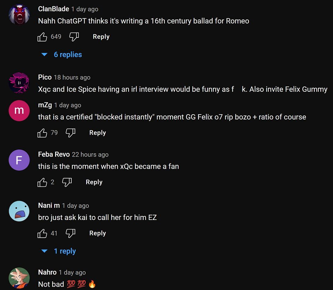 Fans in the YouTube comments section reacting to the streamer&#039;s clip (Image via xQc Clips/YouTube)