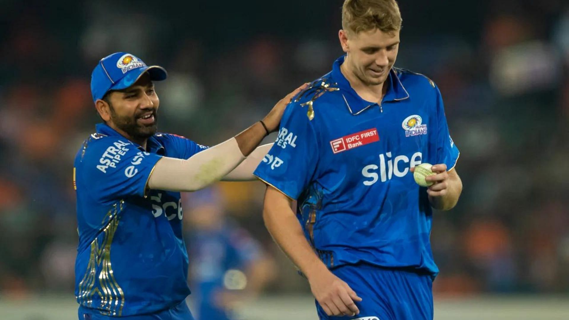 Rohit Sharma (L) was delighted with Cameron Green