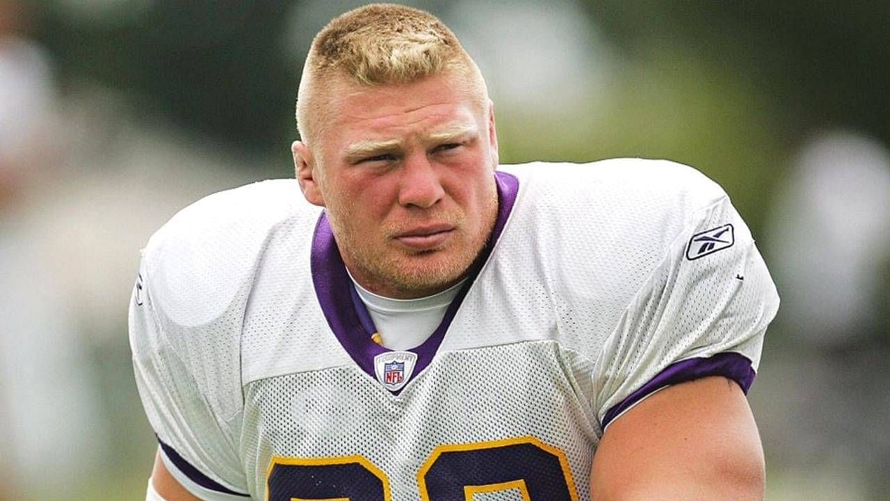 Brock Lesnar looks on via Getty Images