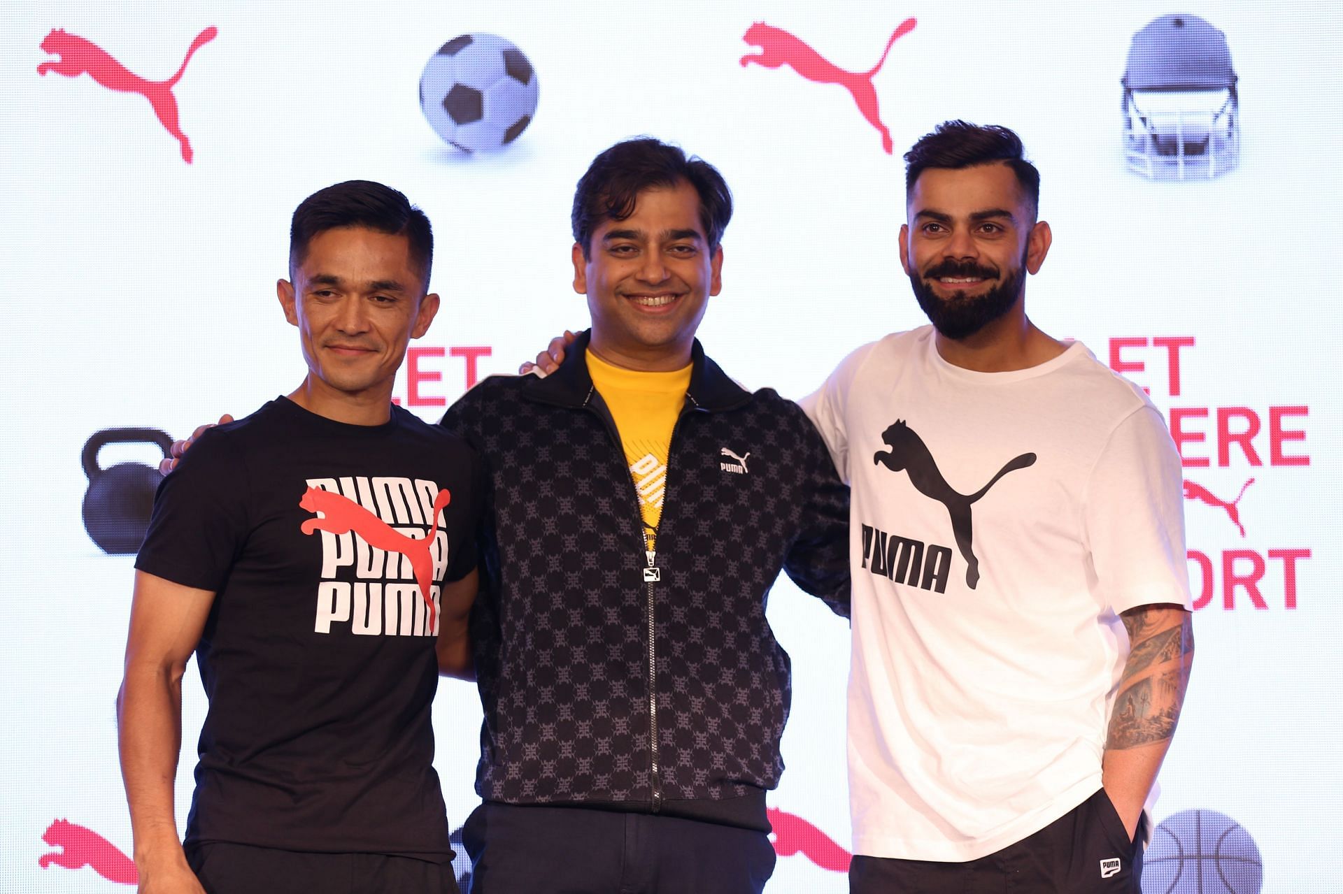 L to R - Sunil Chhetri, Abhishek Ganguly and Virat Kohli