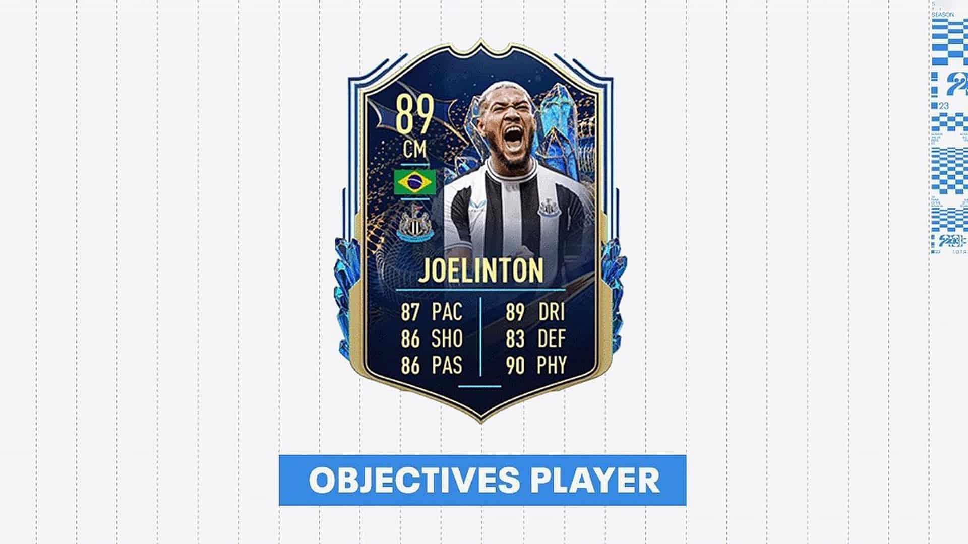 FIFA 23 players can obtain a great card by completing the Joelinton TOTS objective (Image via EA Sports0