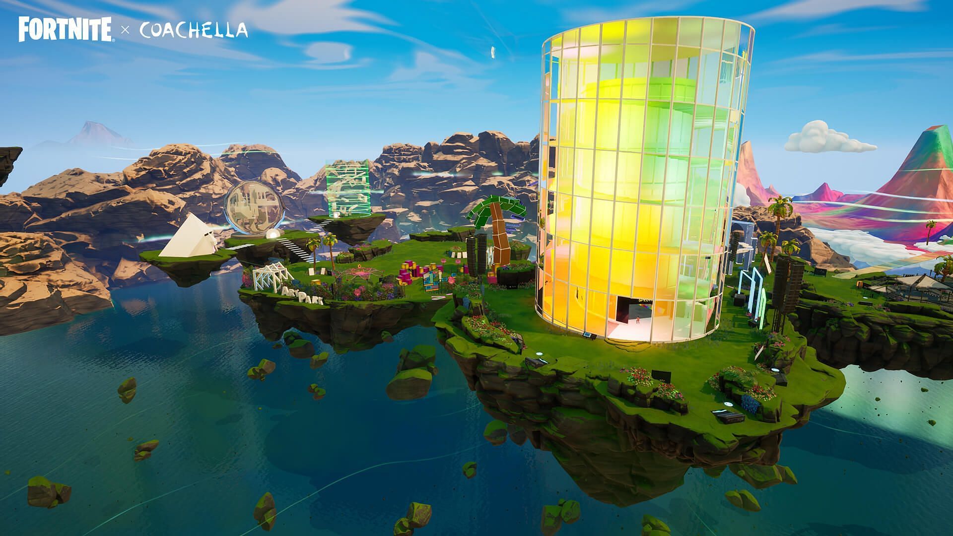 The Coachella island is available during the special Fortnite event (Image via Epic Games)