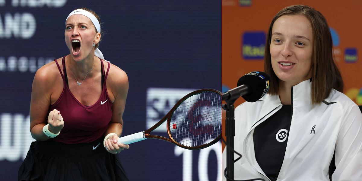 Iga Swiatek congratulates Petra Kvitova on Miami Open triumph