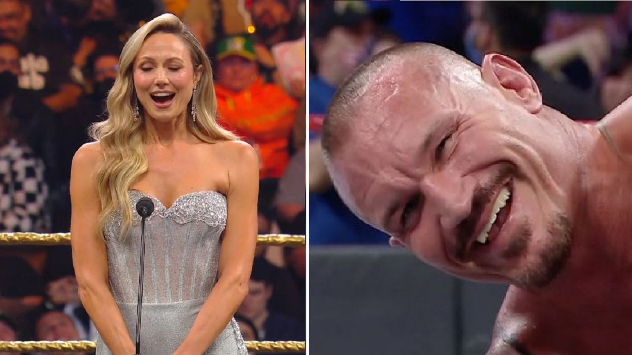 Stacy Keibler (left); Randy Orton (right)