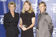 Chris Evert (L) and Steffi Graf (M) with Martina Navratilova (R) at the 1995 WTA awards