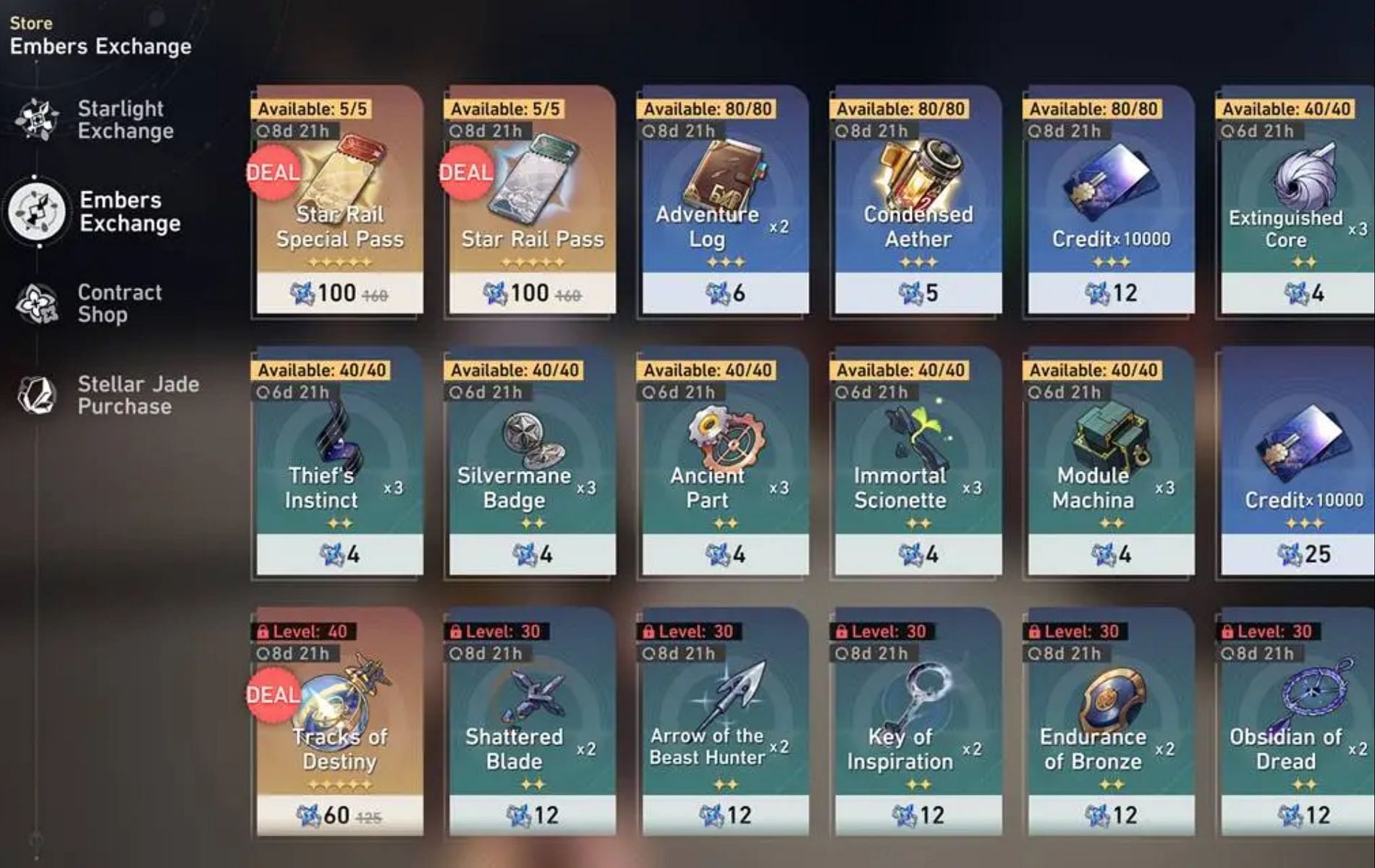 Use the Undying Embers you earned to use them in exchange for Star Rail Passes and many more items in the in-game store (Image via miHoYo)