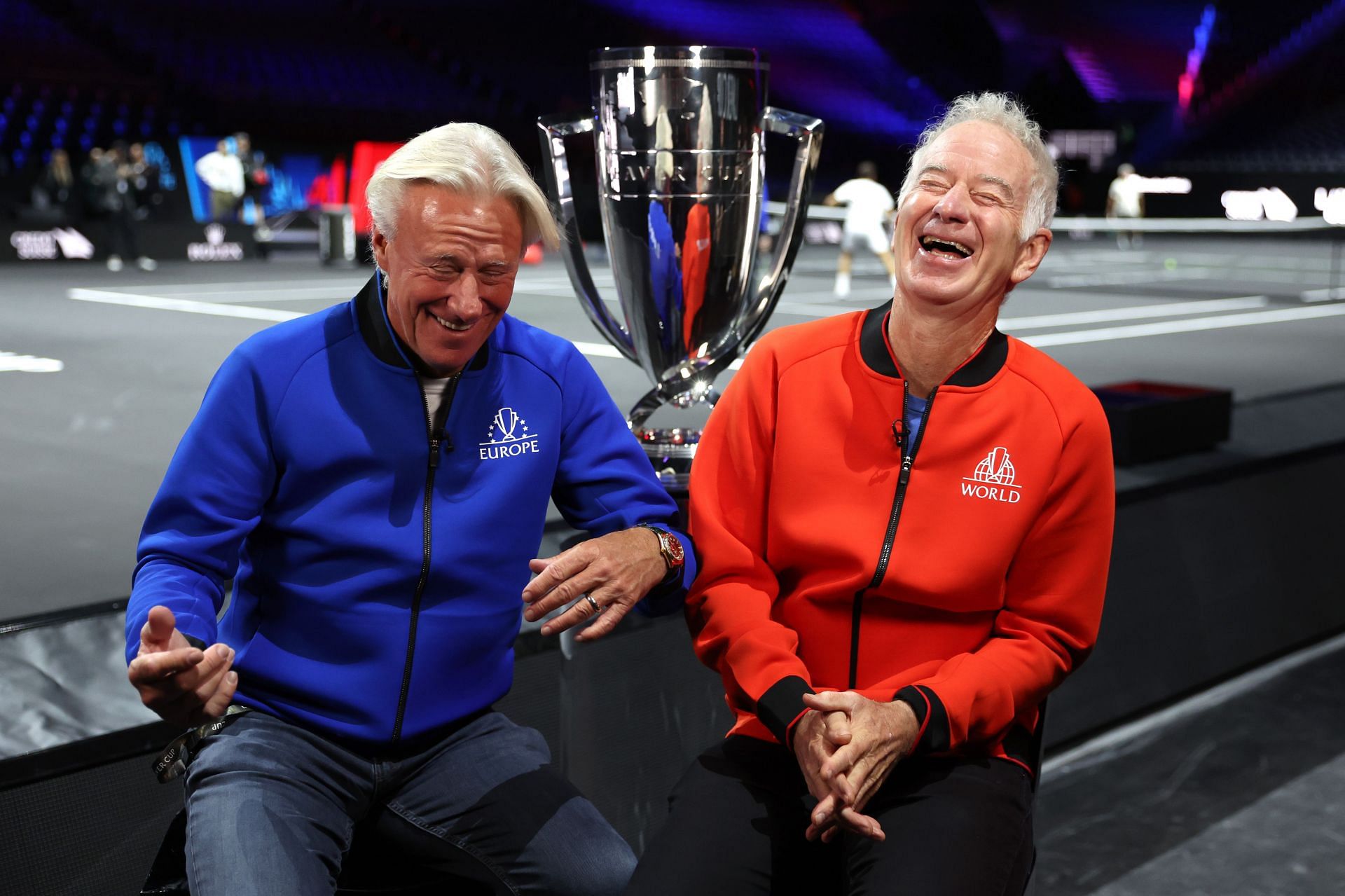 Bjorn Borg and John McEnroe at the Laver Cup 2022.