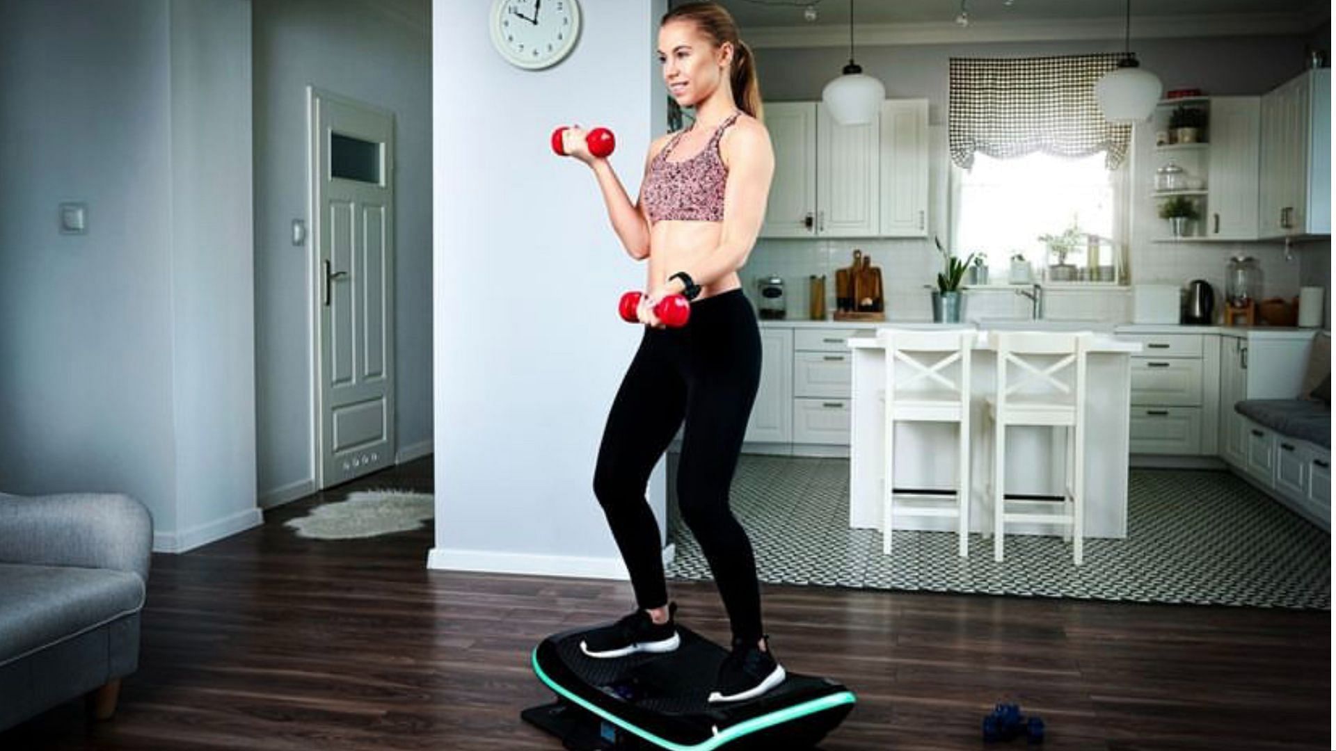 Vibration plate exercises improve bone strength. (Photo via Instagram/bluefinfitness)