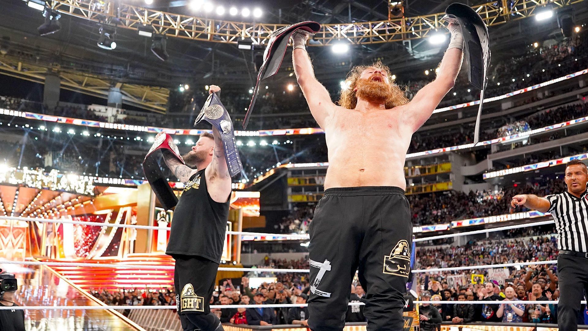 Sami Zayn and Kevin Owens won the Undisputed Tag Team Championships at WrestleMania