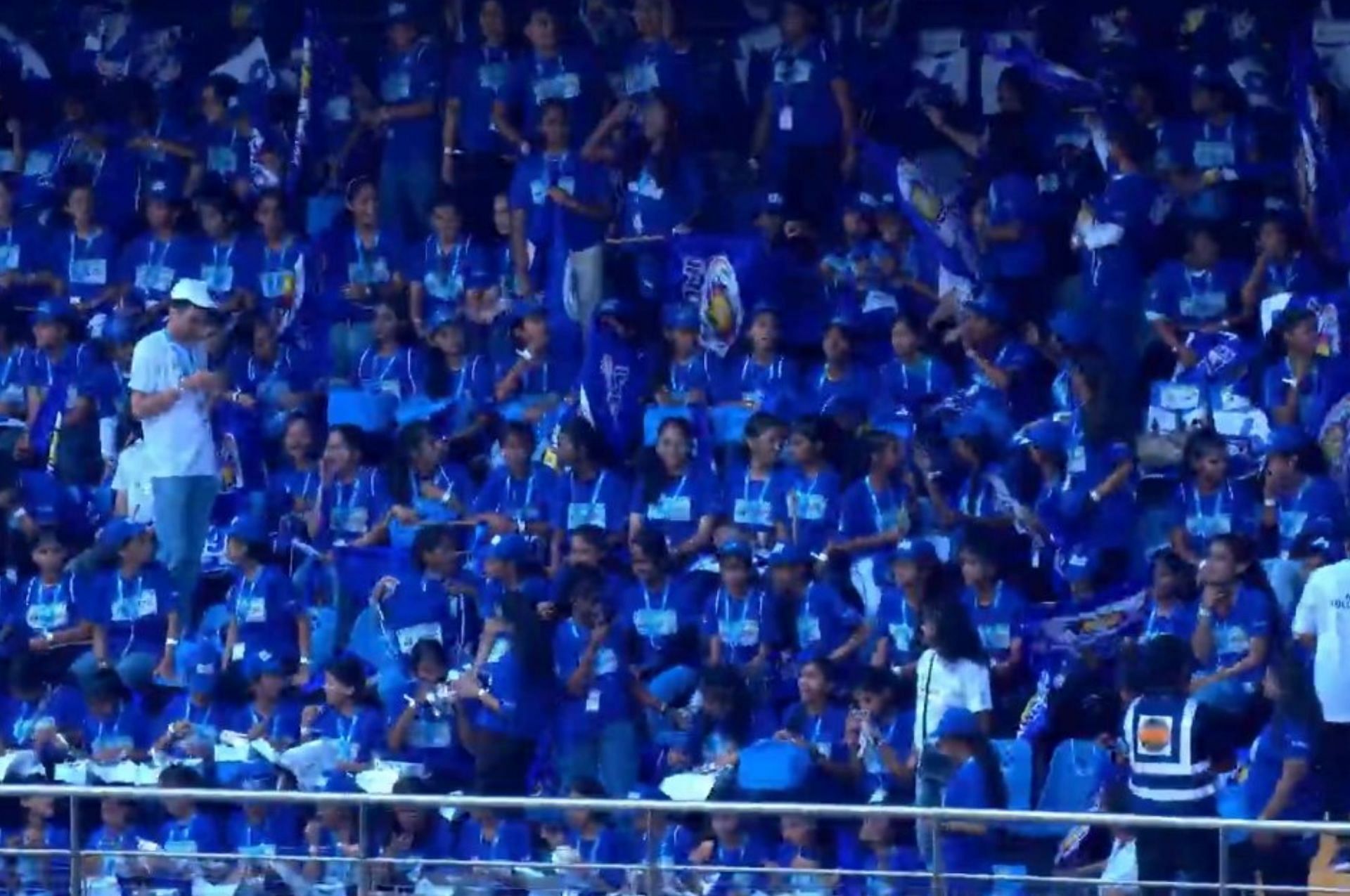 Young girls in attendance at the Wankhede Stadium for MI