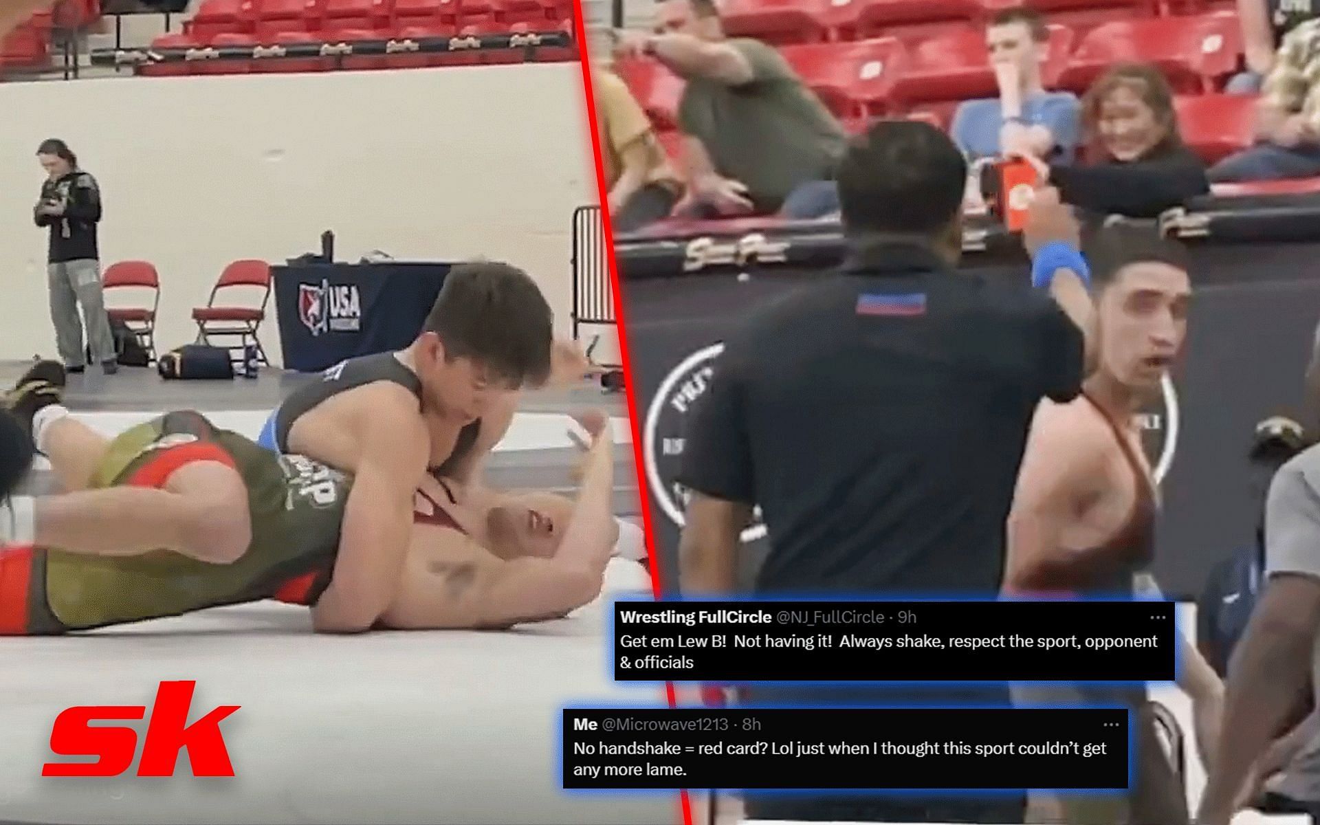 Screenshots of the wrestling match [Image credits: @FloWrestling on Twitter]