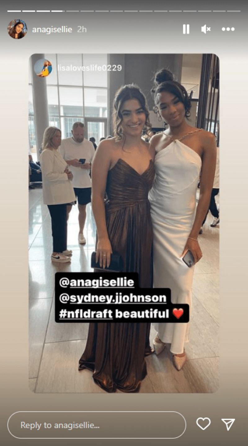 Ana Burk with Paris Johnson Jr&#039;s sister, Sydney, at the 2023 NFL Draft (Image credit: Ana Burk&#039;s Instagram account)