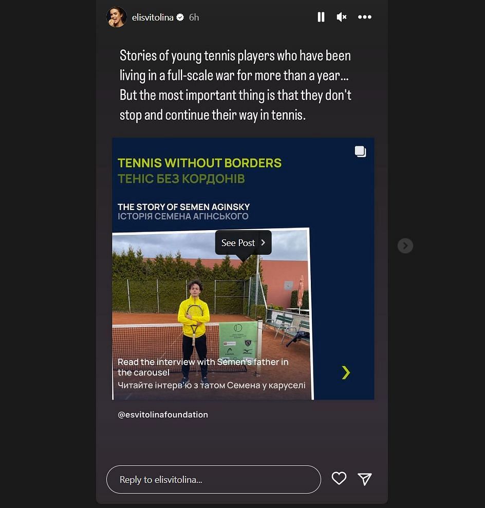 Elina Svitolina praises Ukrainian tennis players (via Instagram).