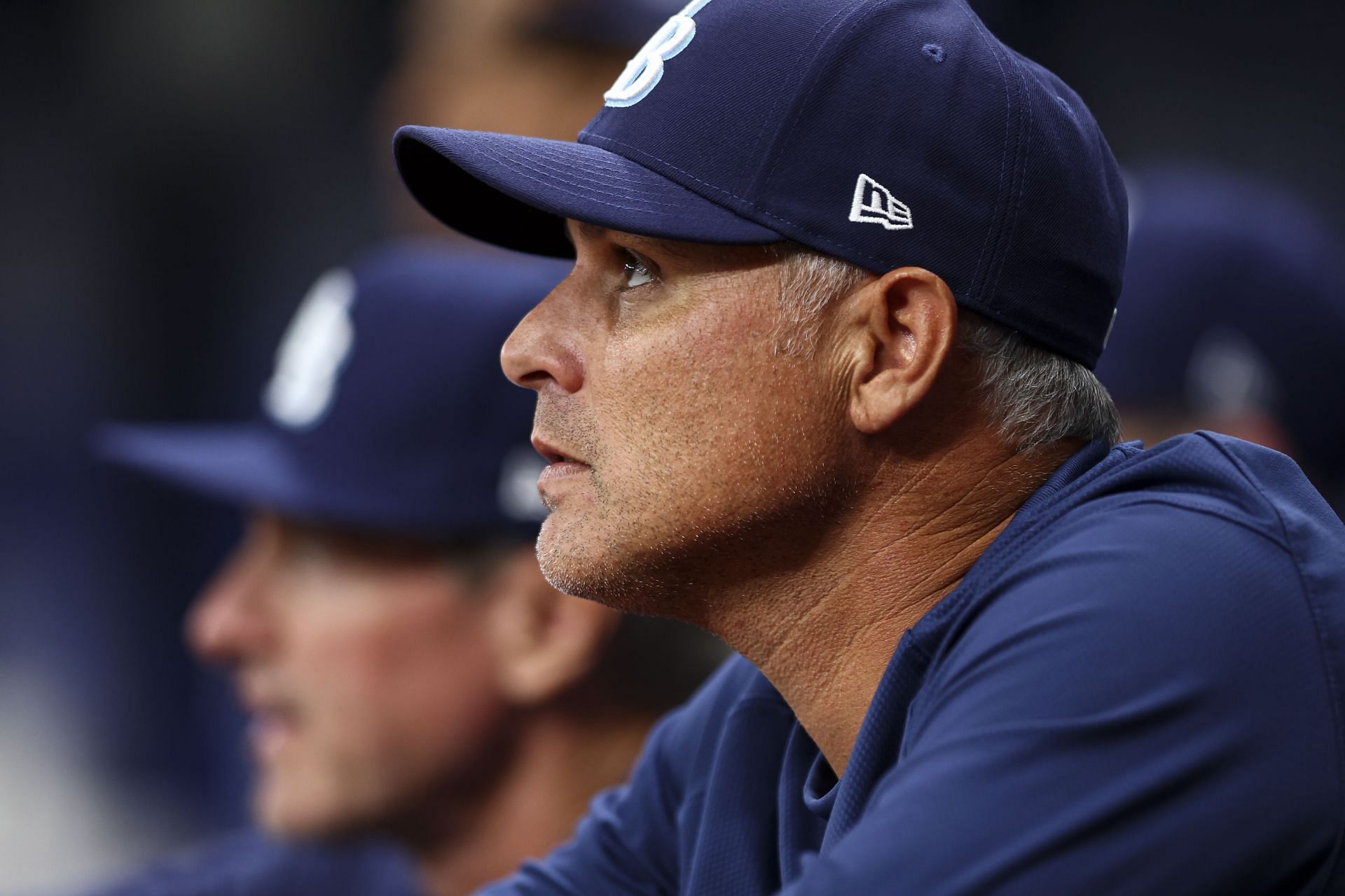 Tampa Bay Rays manager Kevin Cash looks on from the dugout