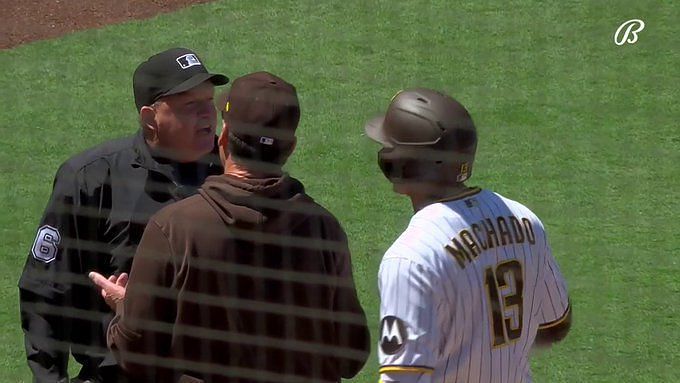 San Diego Padres slugger Manny Machado becomes first MLB player to be  ejected for arguing violation of new pitch timer - ABC17NEWS