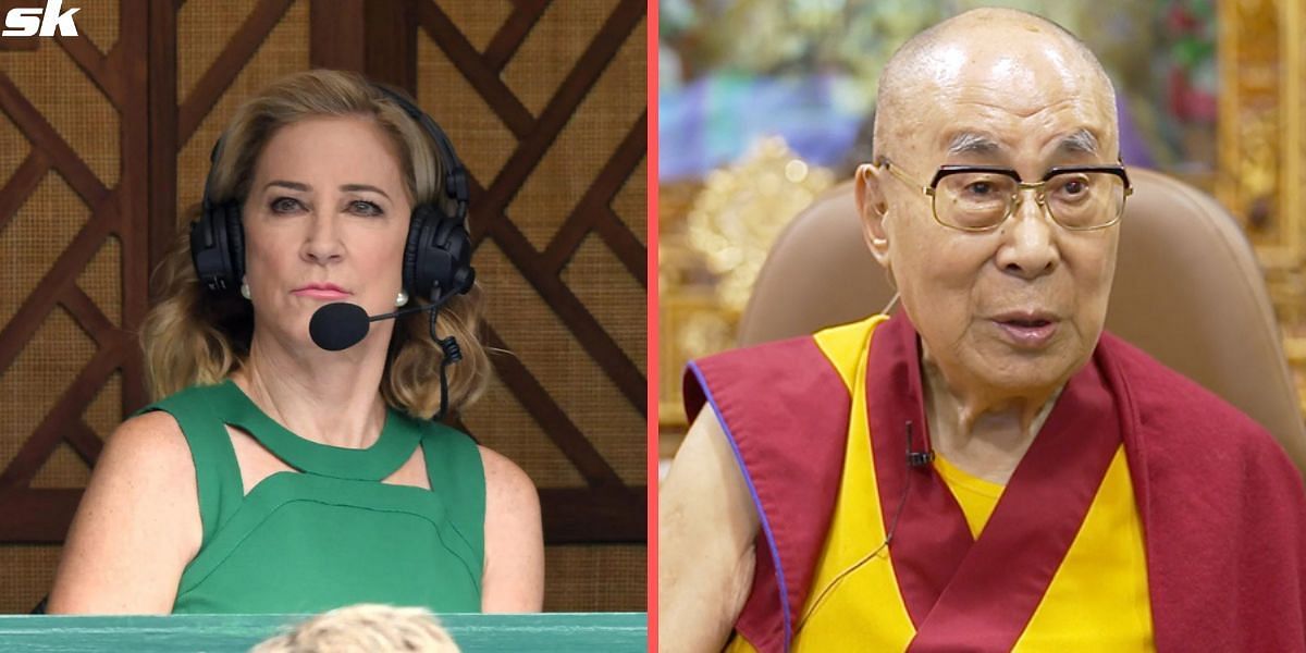 Chris Evert (L) and the Dalai Lama (R)