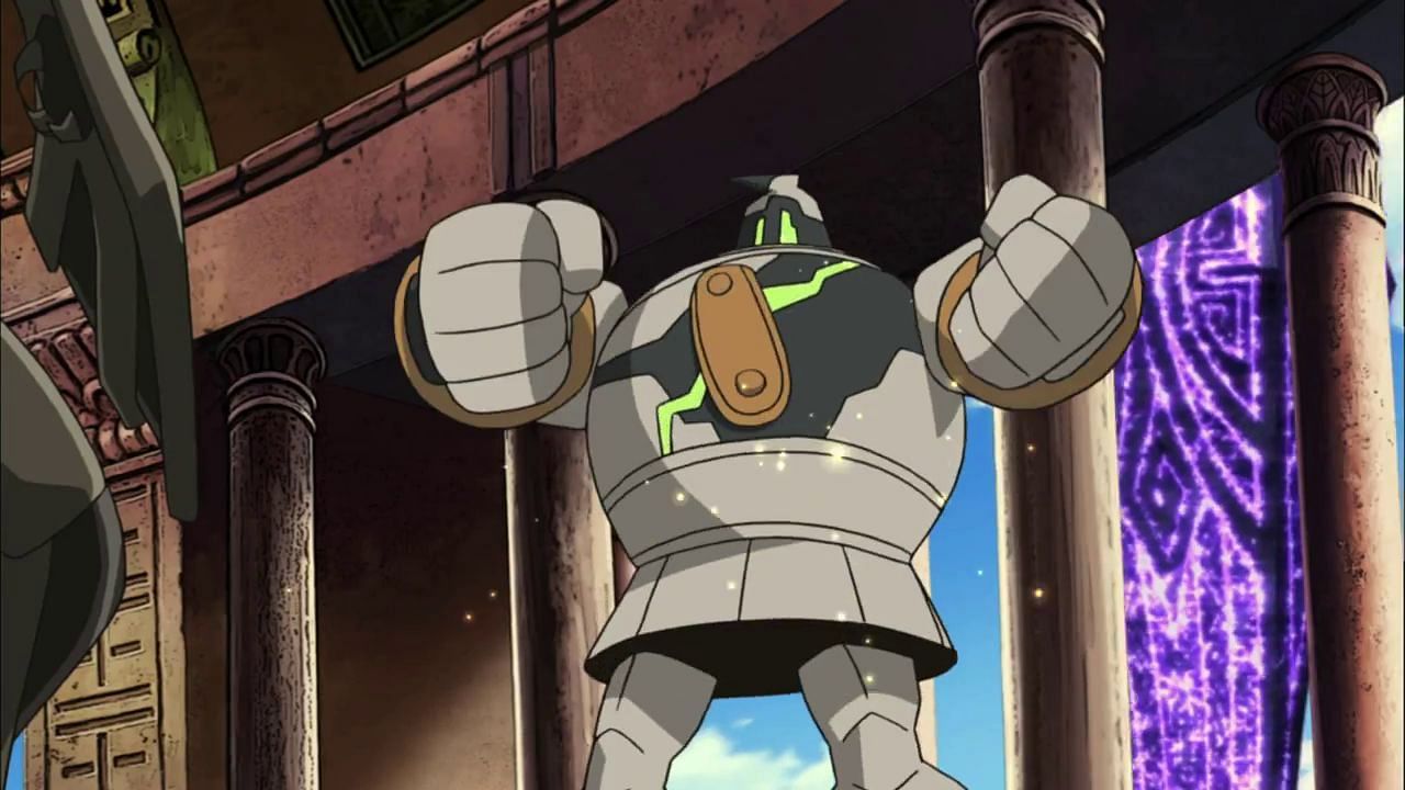 Shiny Golurk as it appears in the anime (Image via The Pokemon Company)