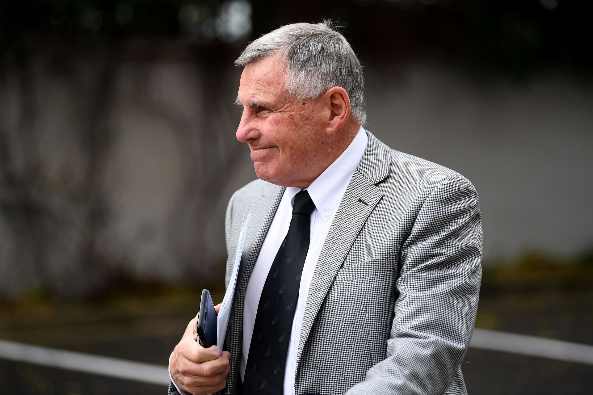  Former All Blacks coach John attends the funeral service for Andy Haden at Eden Park on August 03, 2020, in Auckland, New Zealand. (Photo by Hannah Peters/Getty Images)