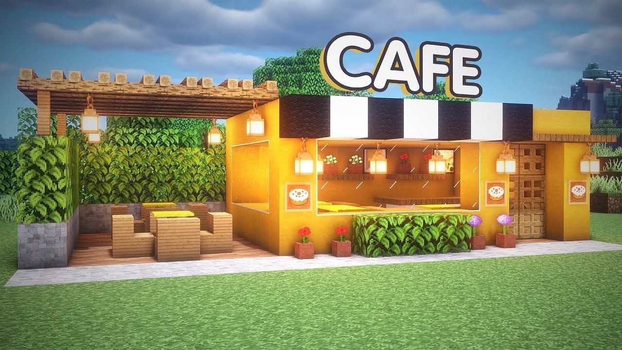 Cafes are super cozy and cute in Minecraft (Image via Youtube/HALNY)
