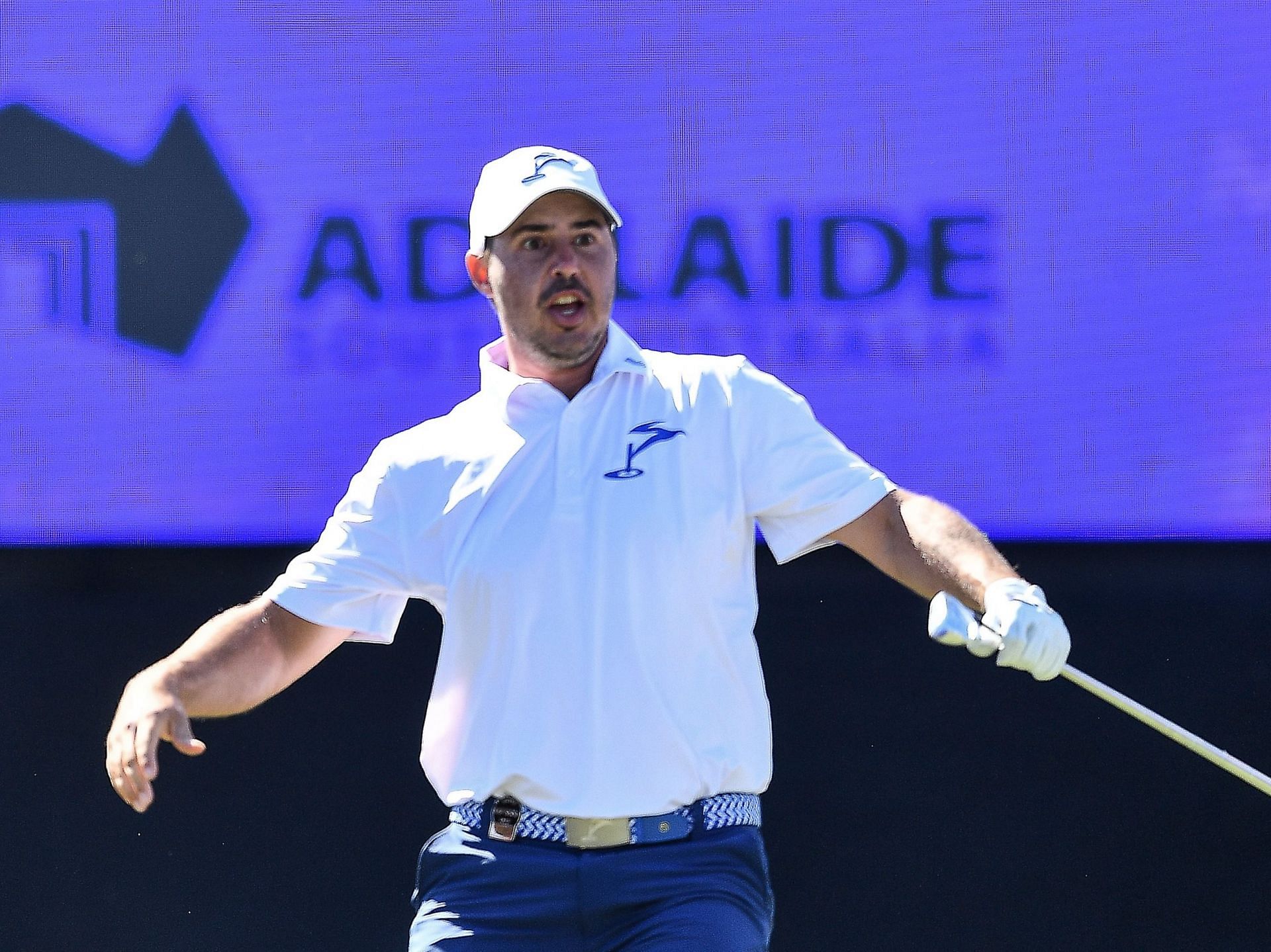 Chase Koepka of the Smash reacts to hitting a hole in one on the 12th during day three of Liv Golf Adelaide (Image via Getty)
