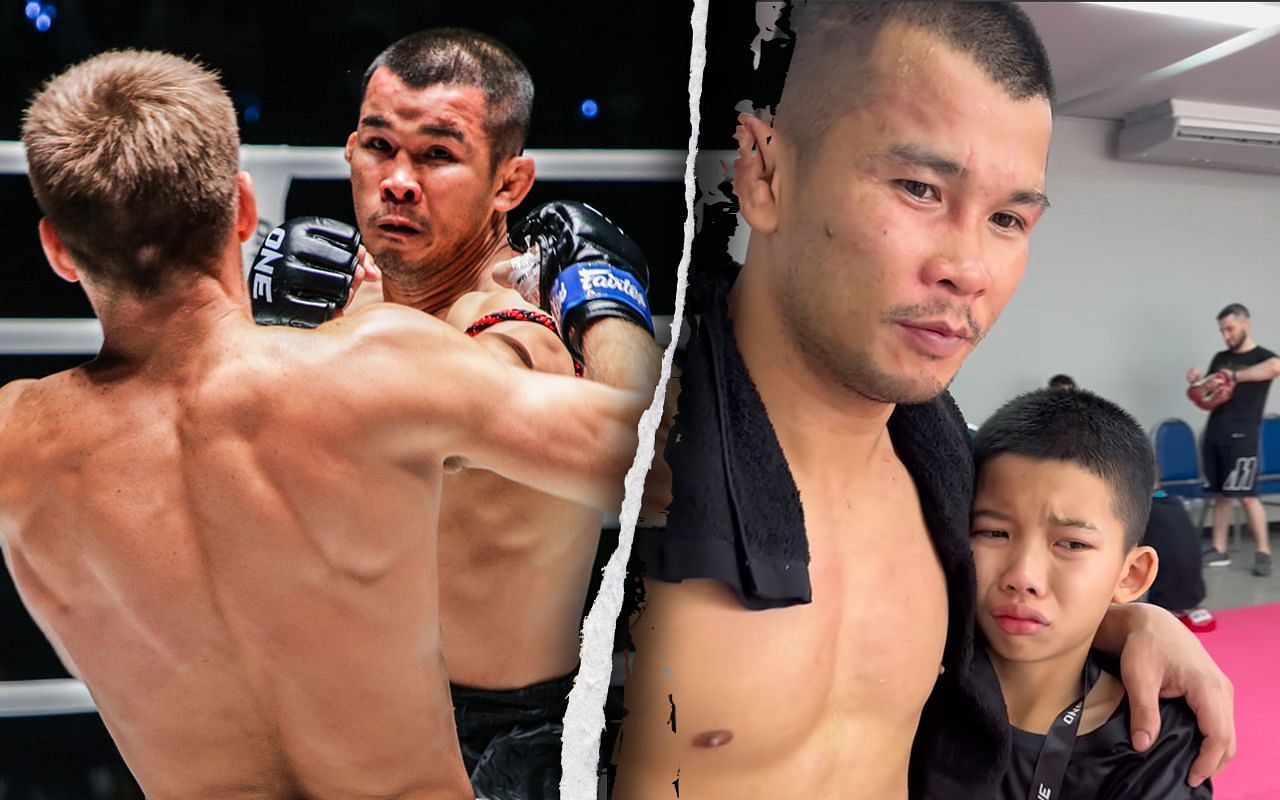Nong-O Hama consoles his son after loss at ONE Fight Night 9