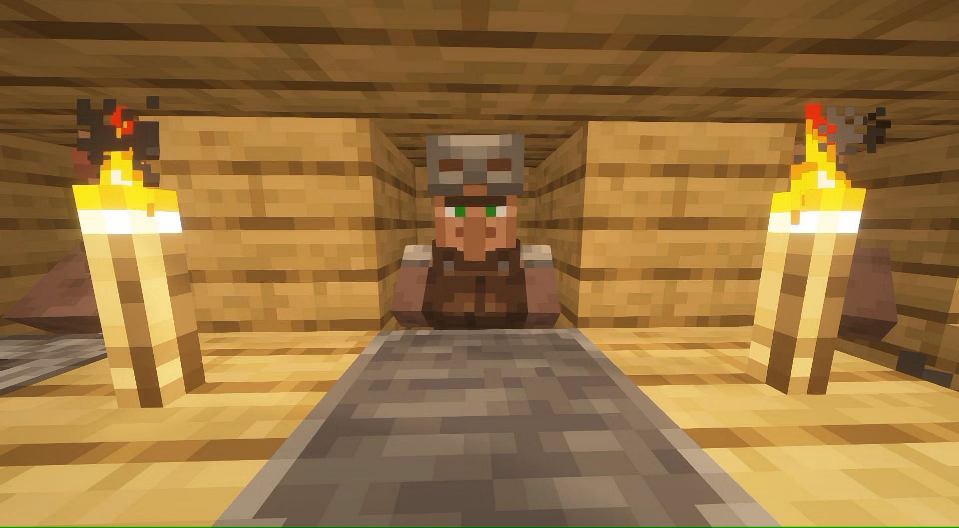 Armorers offer all kinds of armor parts for a few emeralds in Minecraft (Image via Mojang)