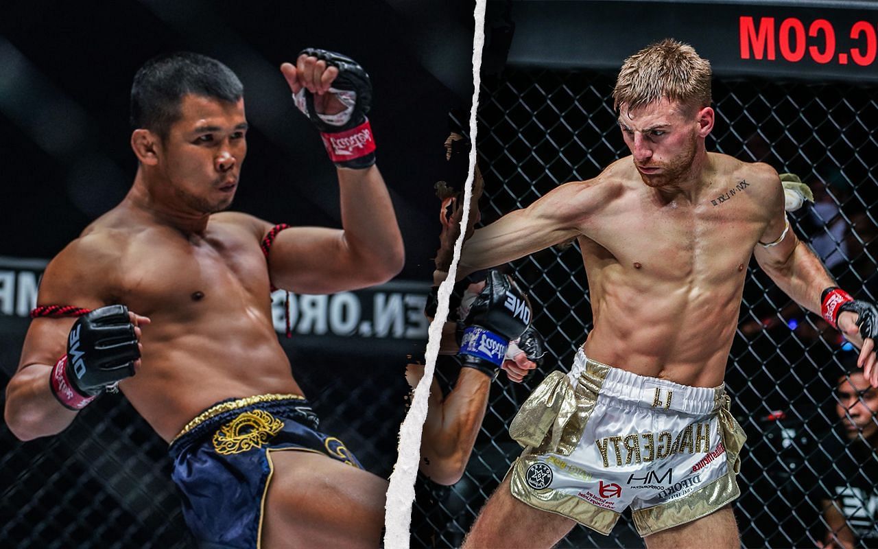 Nong O (L) plans to use his best weapons against Jonathan Haggerty (R). | [Photos: ONE Championship]