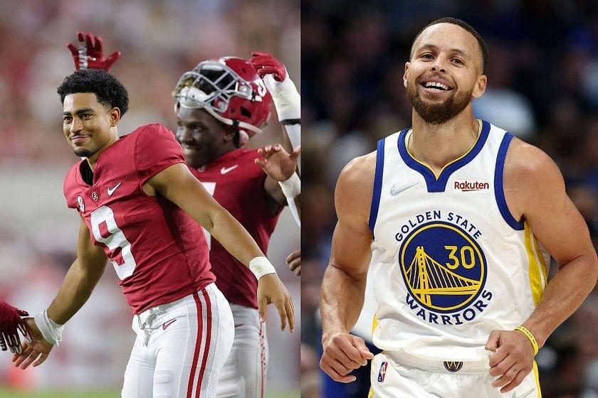 Steph Curry shows love to new Carolina Panthers draft pick Bryce Young  during Warriors warmup