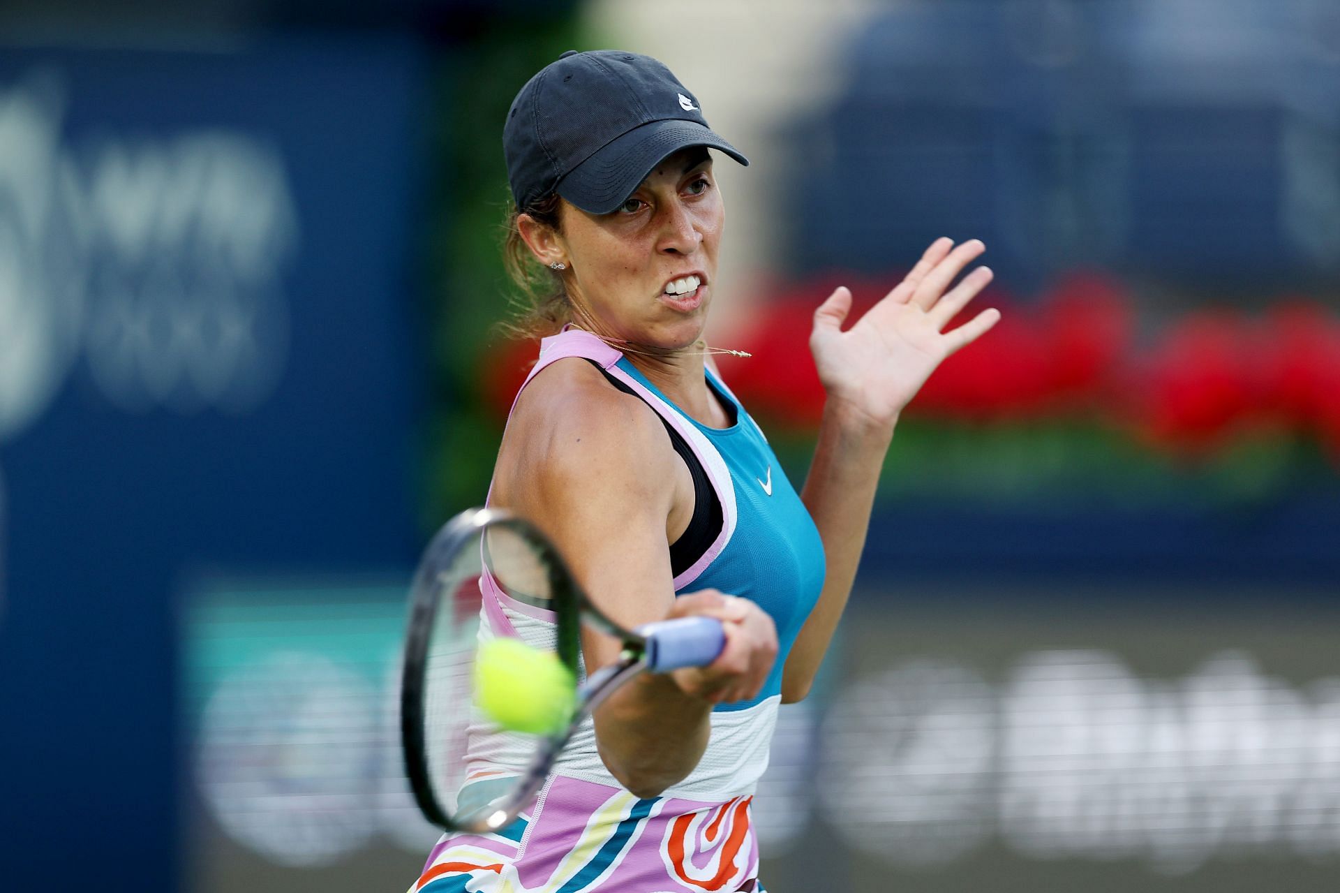 Madison Keys in action at the Dubai Tennis Championships