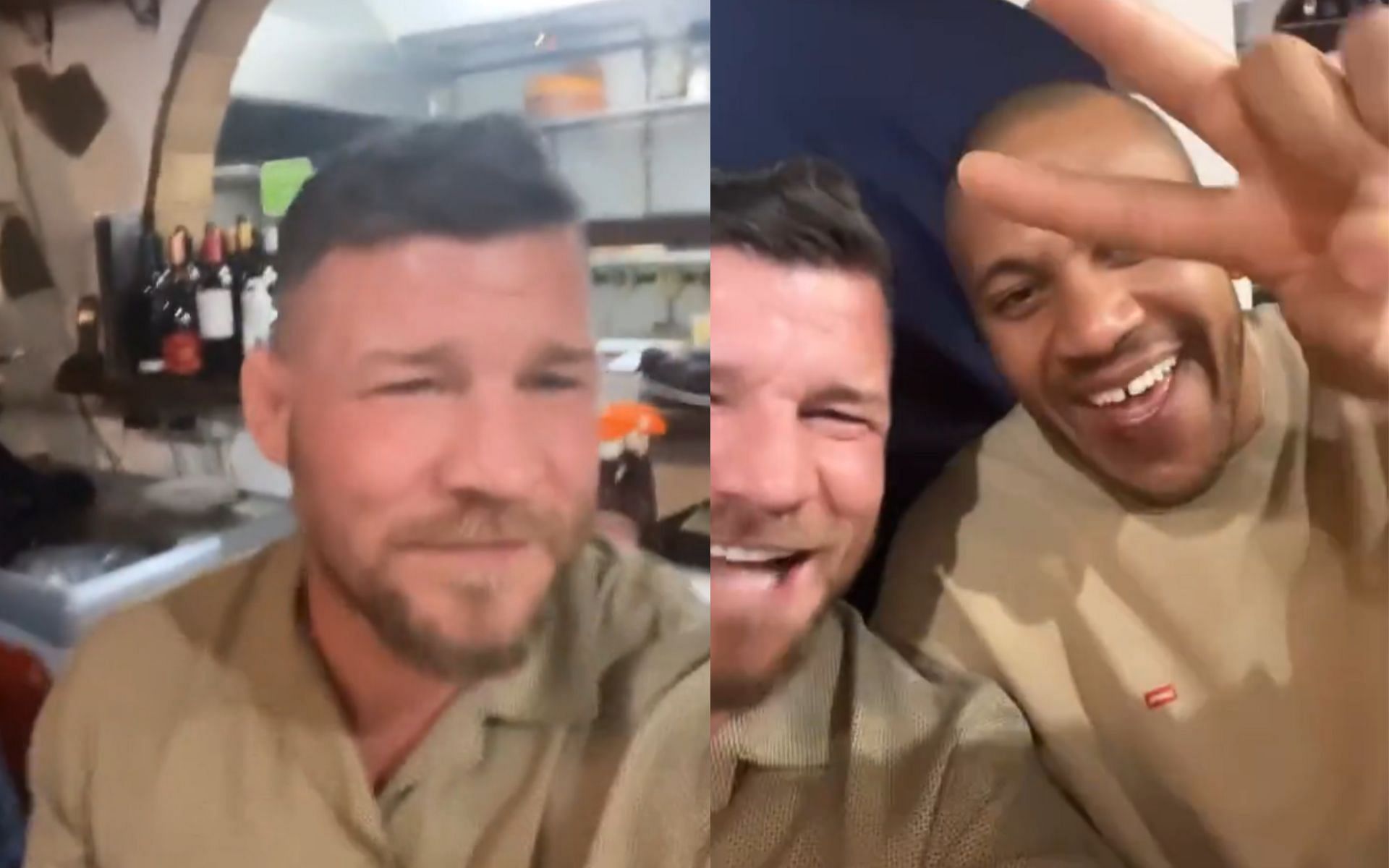 Screenshots of Michael Bisping and Ciryl Gane together in Tenerife [Images courtesy: @bisping on Twitter]