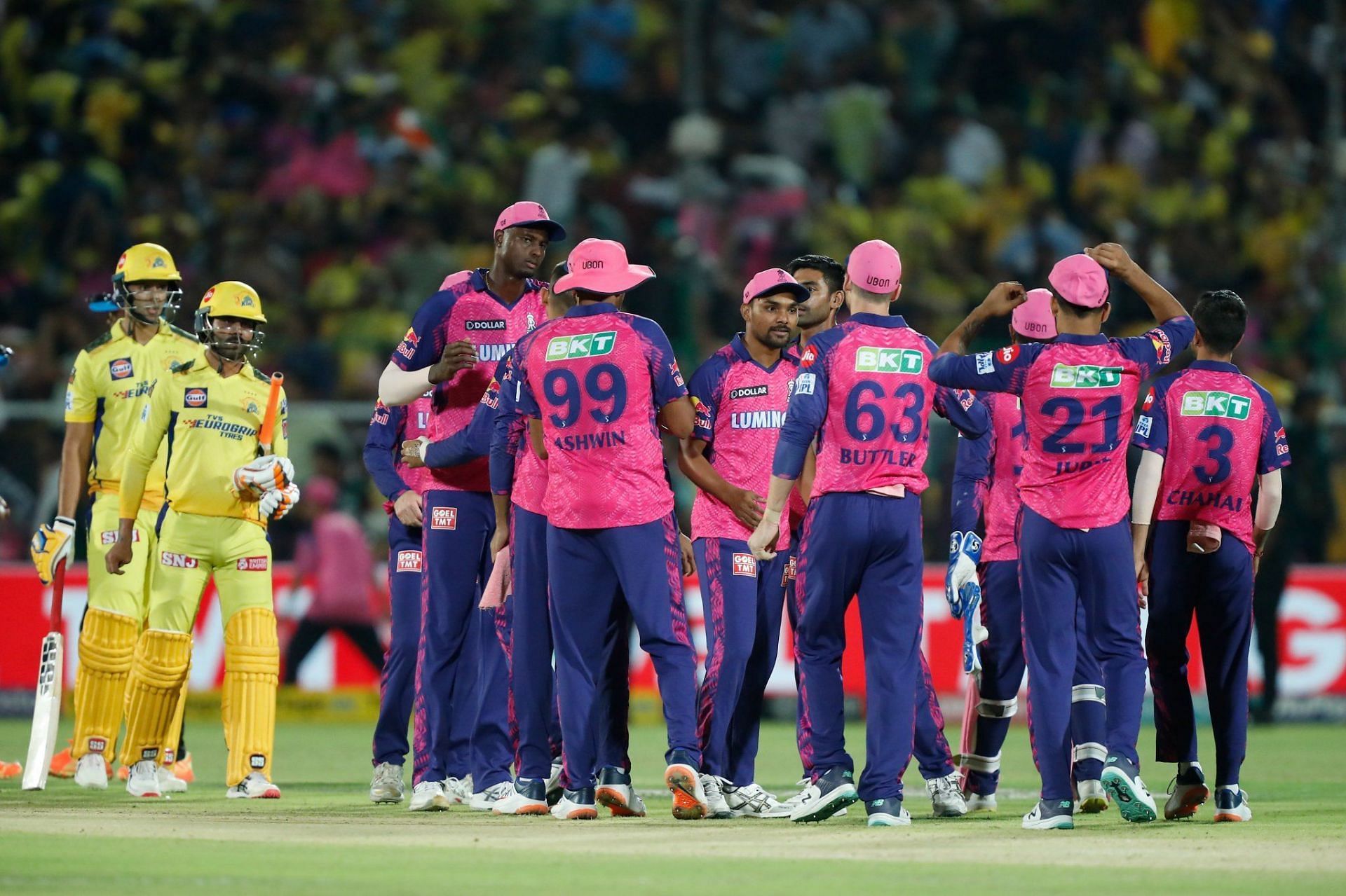 Rajasthan Royals celebrate their win. (Credits: Twitter)