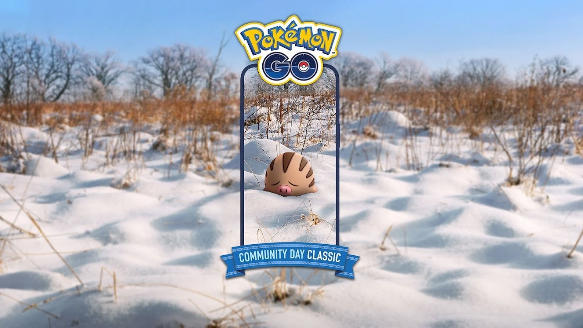 Official artwork for Swinub&#039;s upcoming Community Day Classic in Pokemon GO (Image via Niantic)