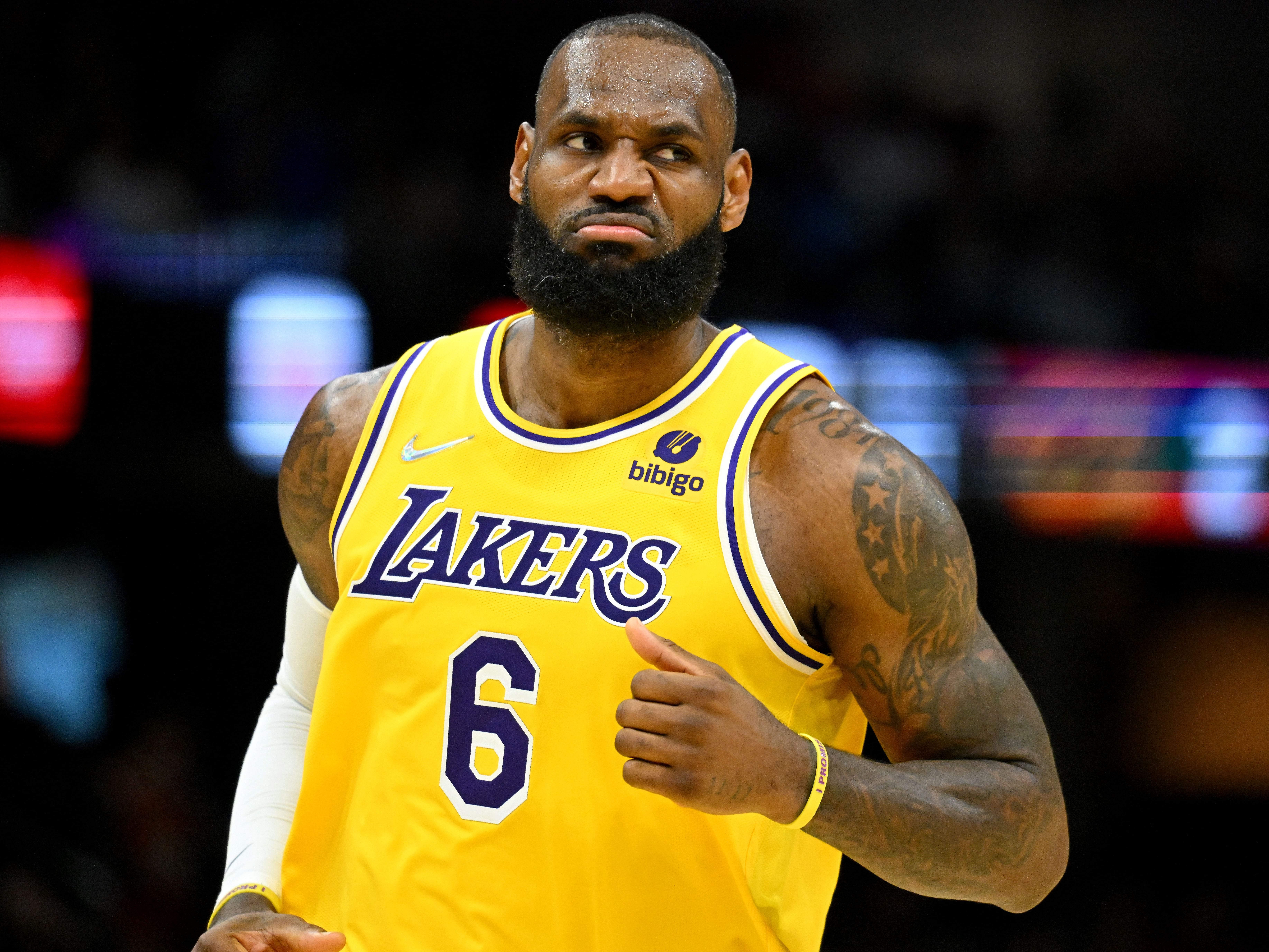 LeBron James of the LA Lakers during an NBA game.
