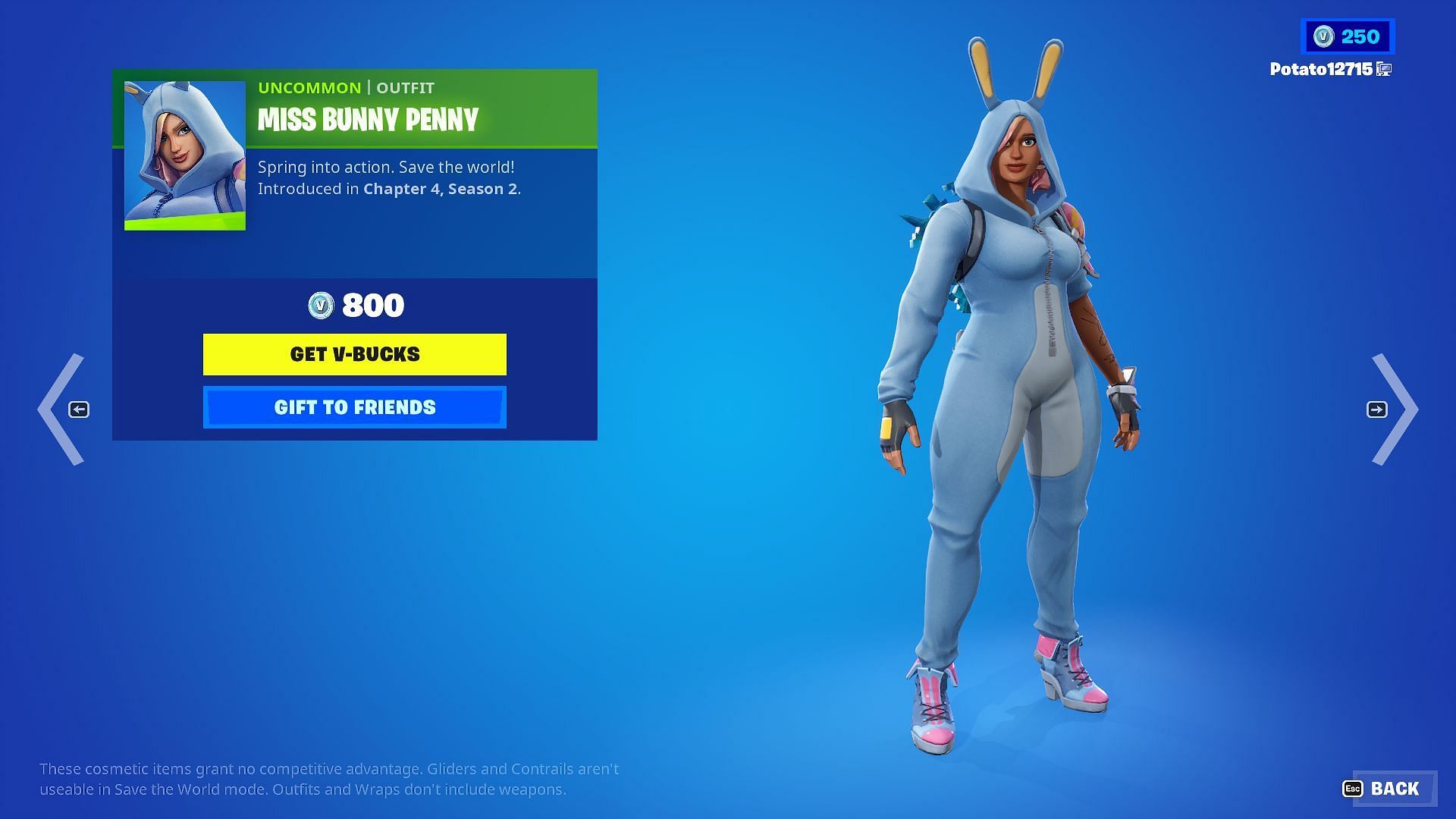 Miss Bunny Penny Outfit is available in the Item Shop for 800 V-Bucks (Image via Epic Games/Fortnite)