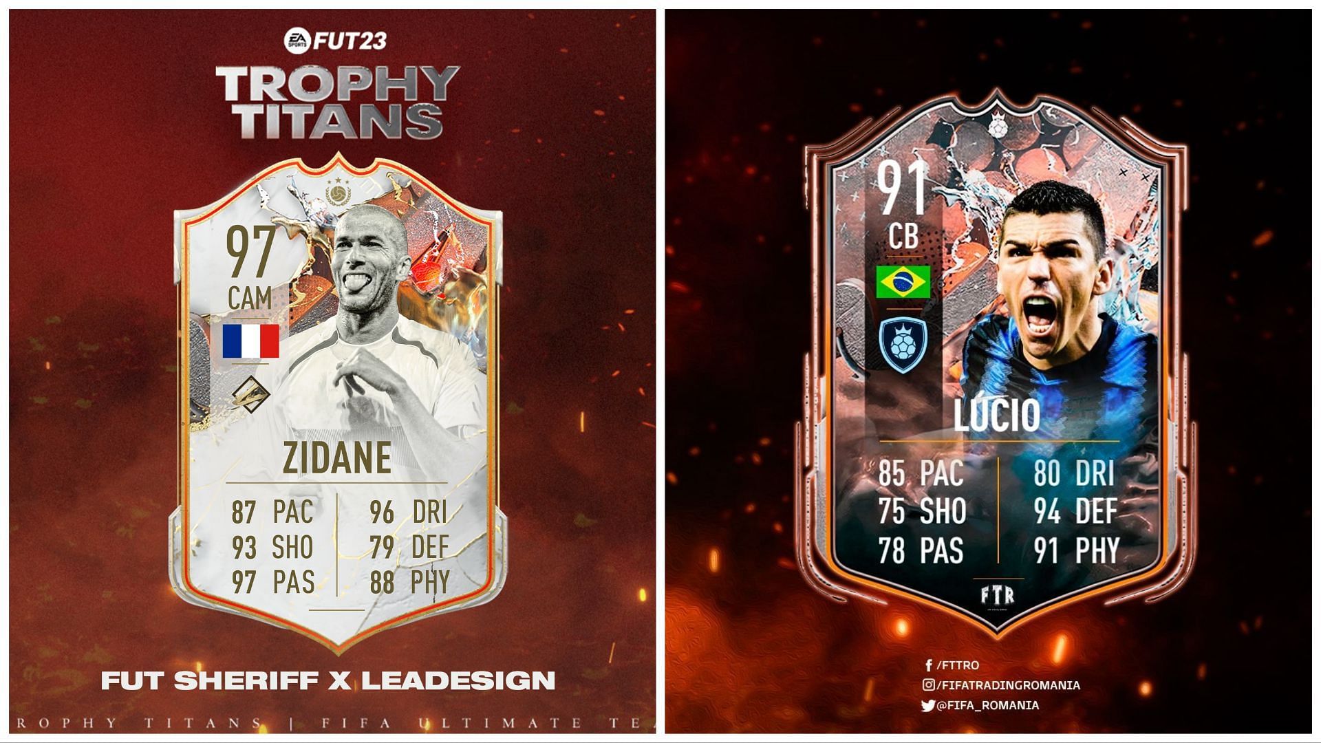 Trophy Titans Zidane and Lucio have been leaked (Images via Twitter/FUT Sheriff and Twitter/FIFATradingRomania)