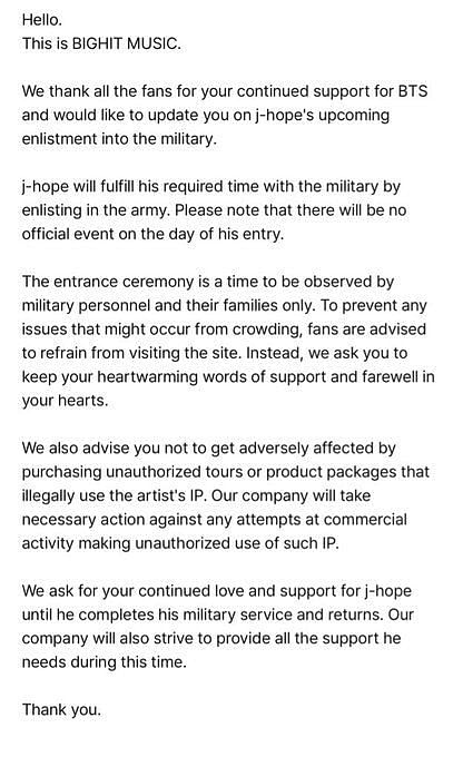 BTS' J-HOPE reveled military enlistment date #fyp #fypシ #kpop