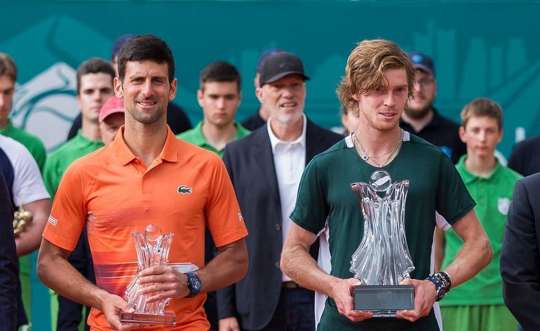 Novak Djokovic and Andrey Rublev at the 2022 Serbia Open