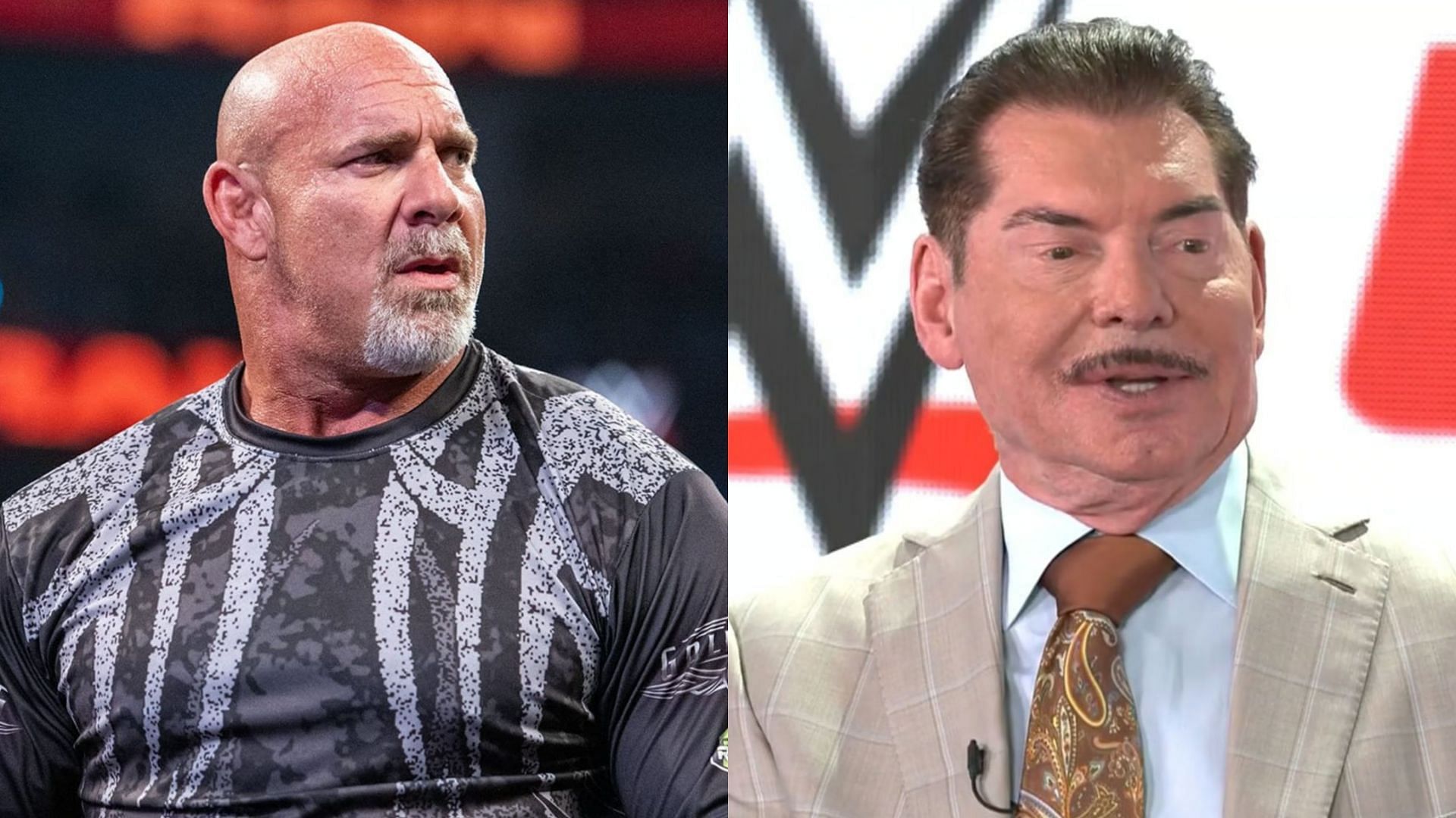 WWE Hall of Famer Goldberg (left) and WWE Executive Chairman Vince McMahon (right)